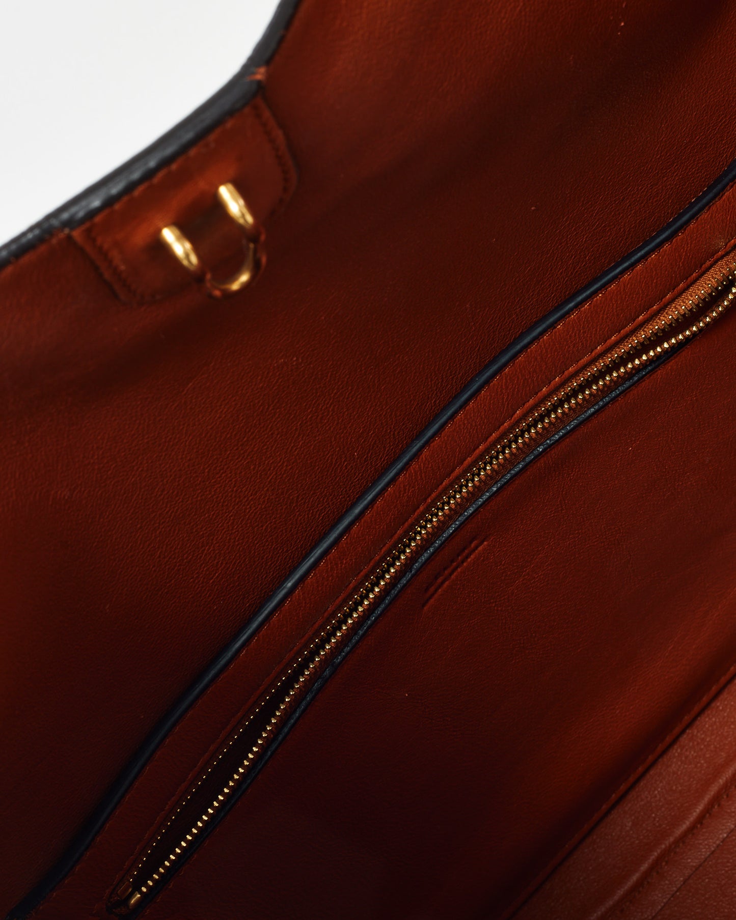 Celine Orange Tan Calfskin Leather Sangle Seau Bucket Bag