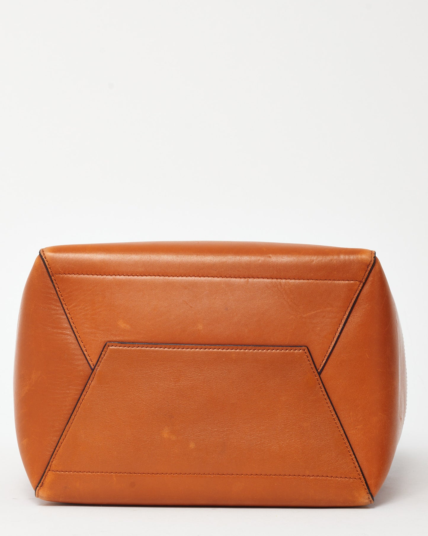 Celine Orange Tan Calfskin Leather Sangle Seau Bucket Bag