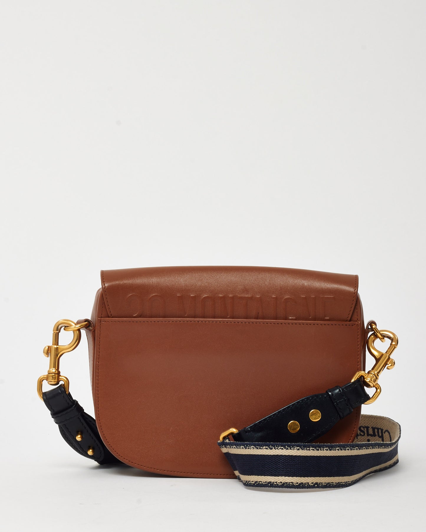 Dior Tan Smooth Leather Medium Bobby Bag with Canvas Embroidery Logo Strap