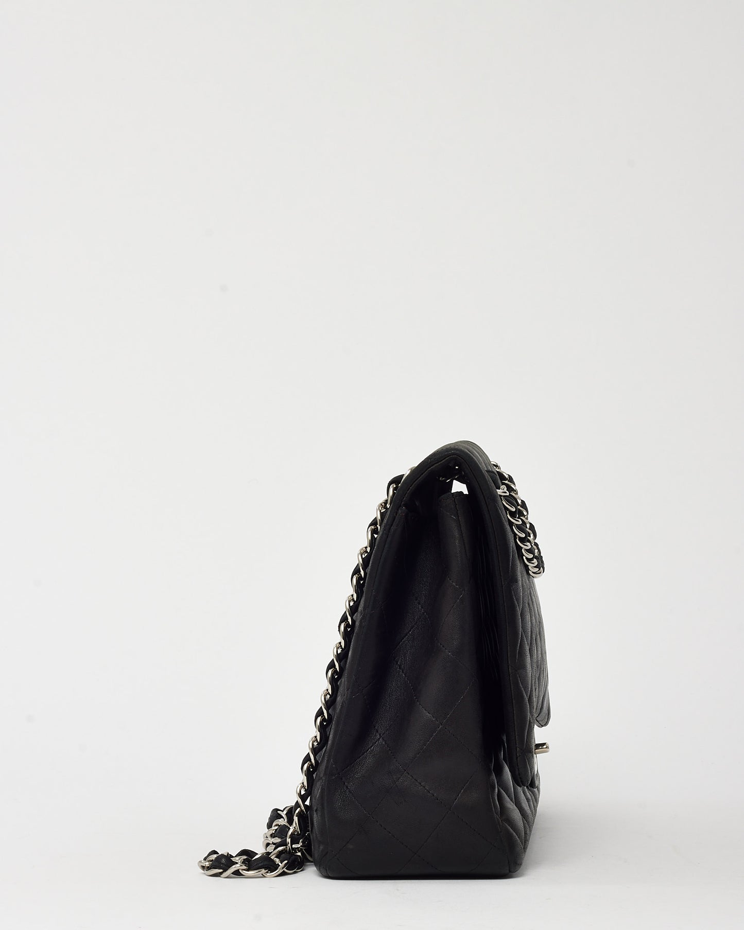 Chanel Black Quilted Lambskin Leather Maxi Single Flap Bag SHW