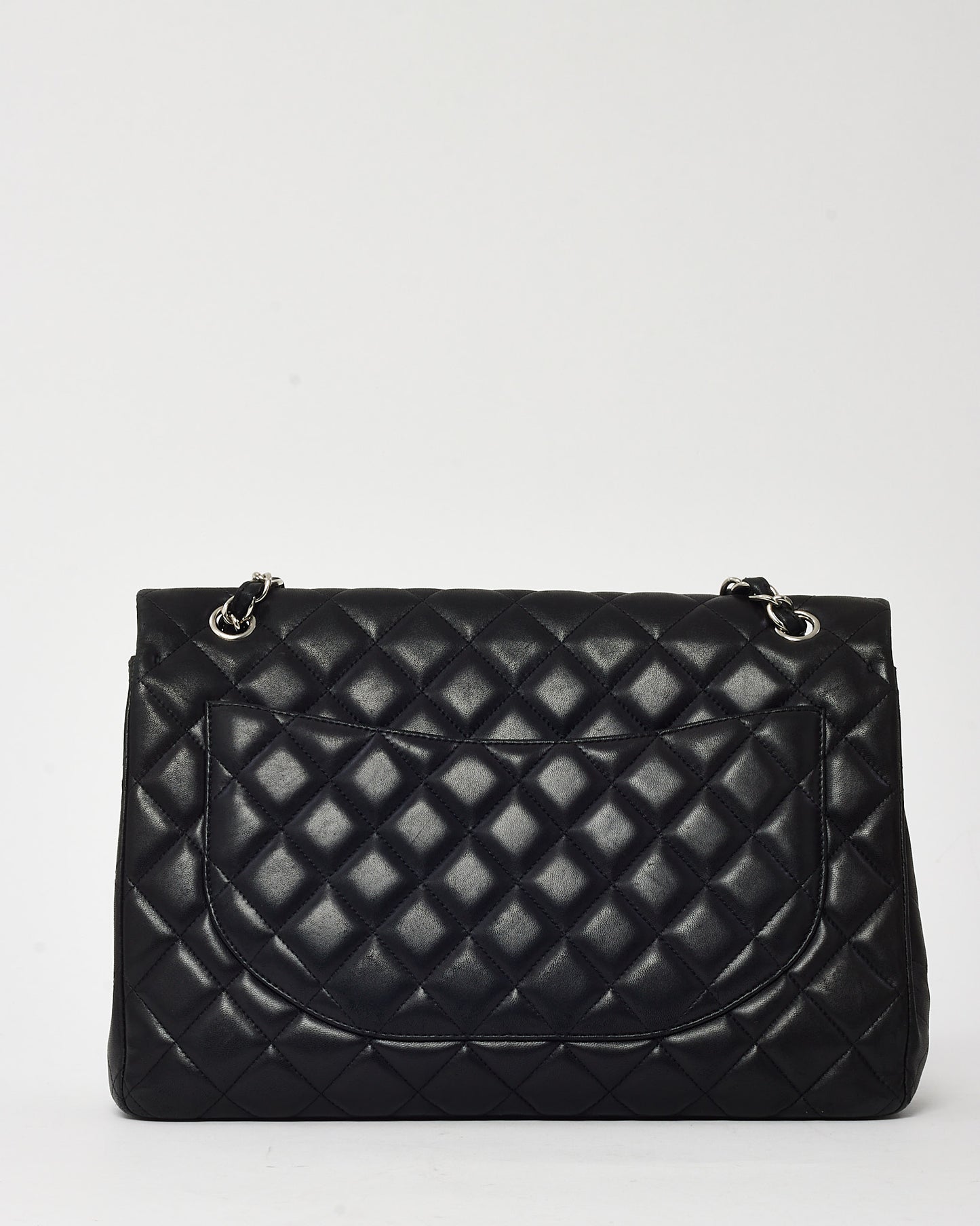 Chanel Black Quilted Lambskin Leather Maxi Single Flap Bag SHW