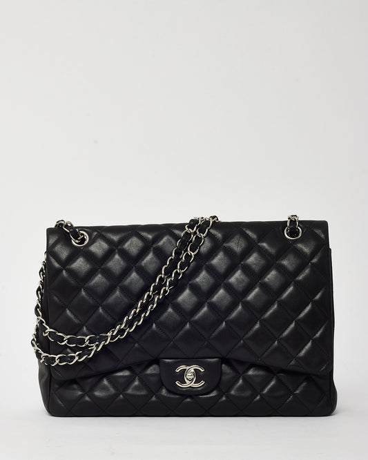 Chanel Black Quilted Lambskin Leather Maxi Single Flap Bag SHW