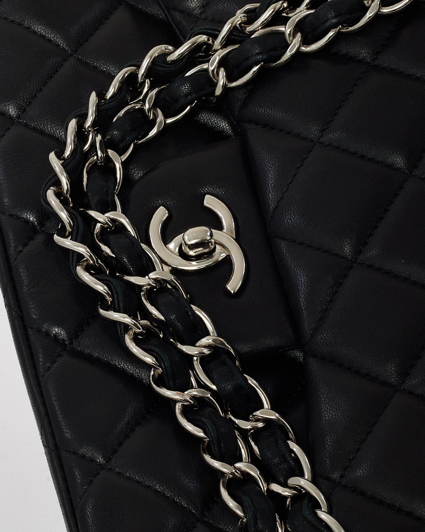 Chanel Black Quilted Lambskin Leather Maxi Single Flap Bag SHW