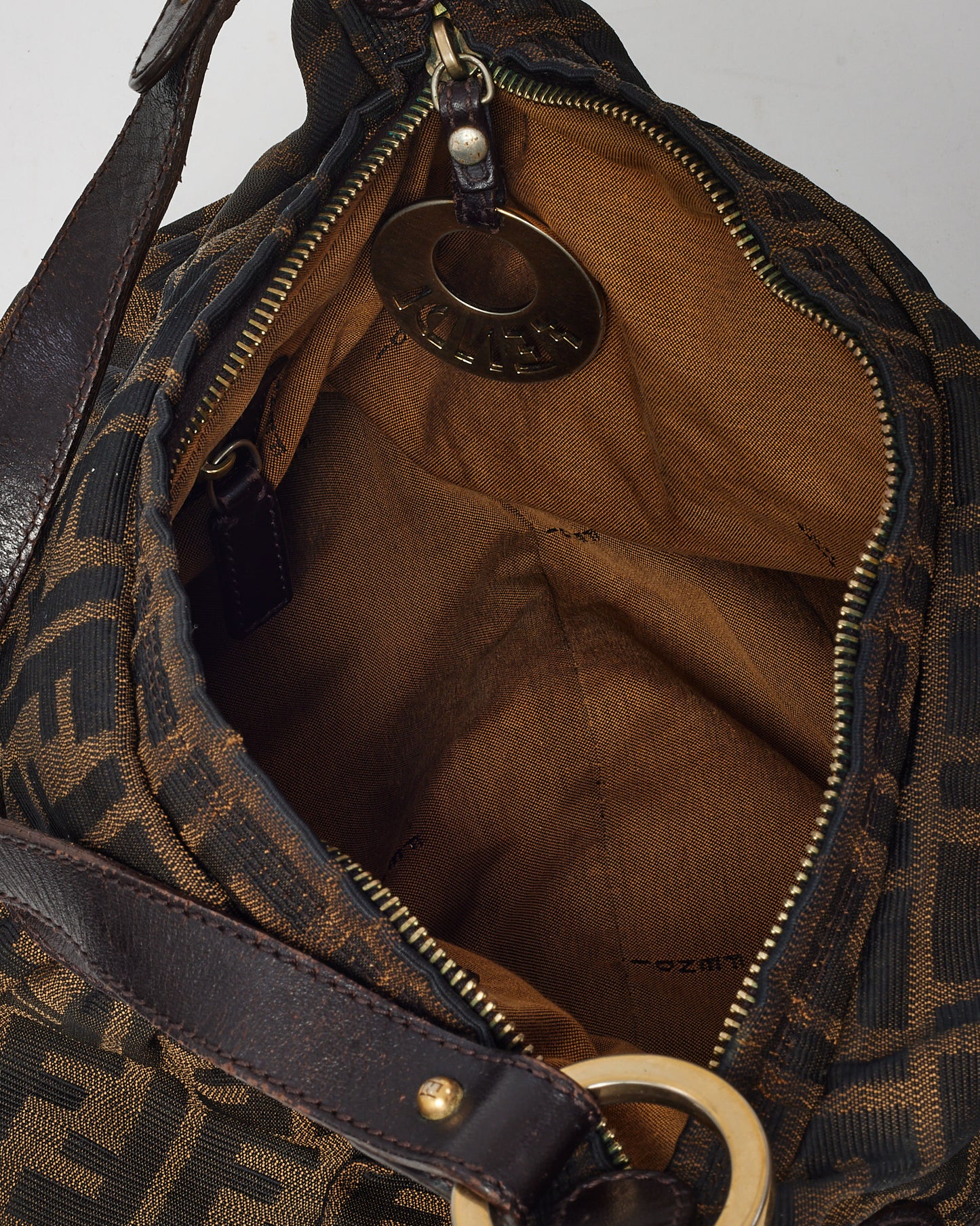 Fendi Brown Tobacco FF Zucca Print Canvas Chef Shoulder Bag