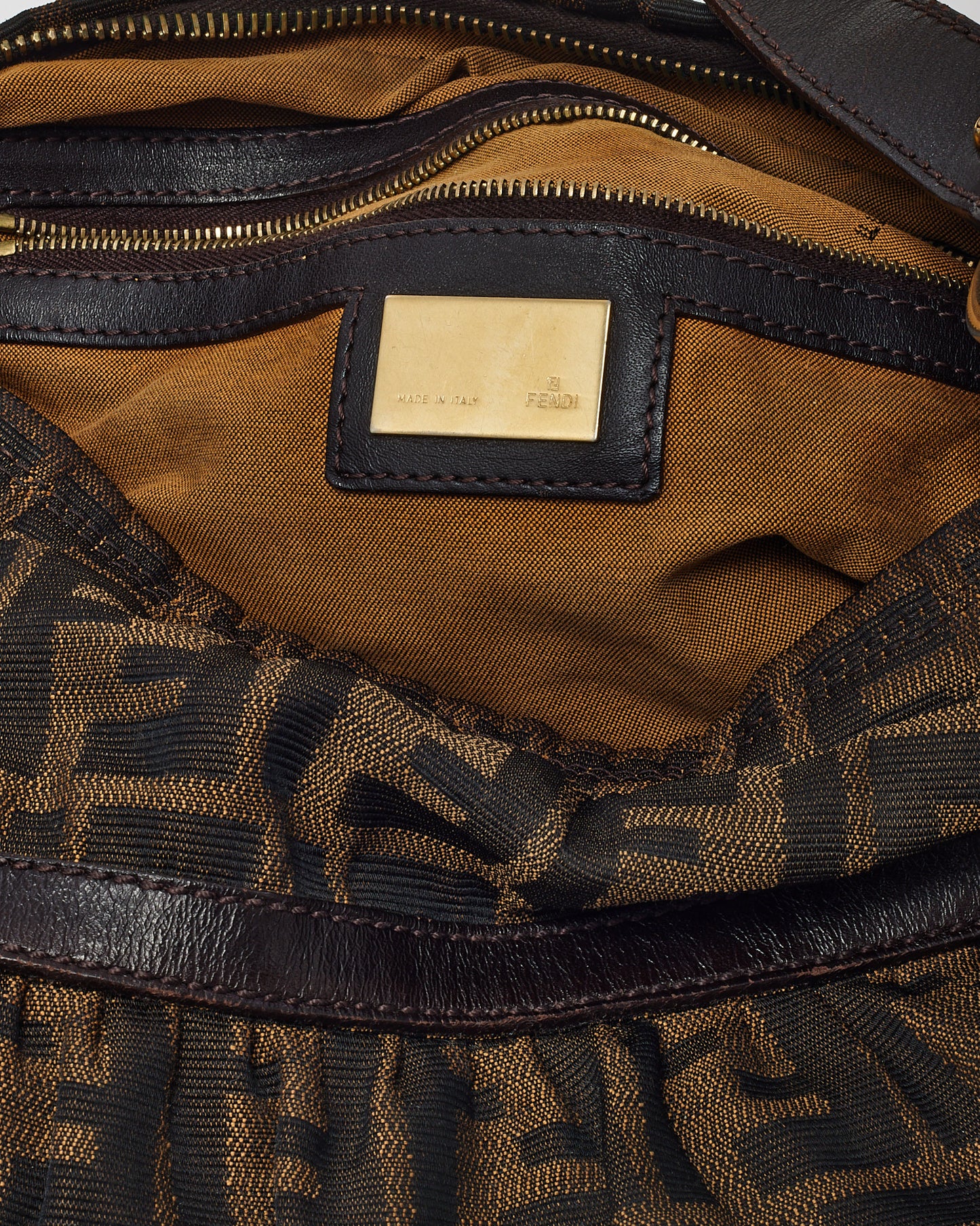 Fendi Brown Tobacco FF Zucca Print Canvas Chef Shoulder Bag