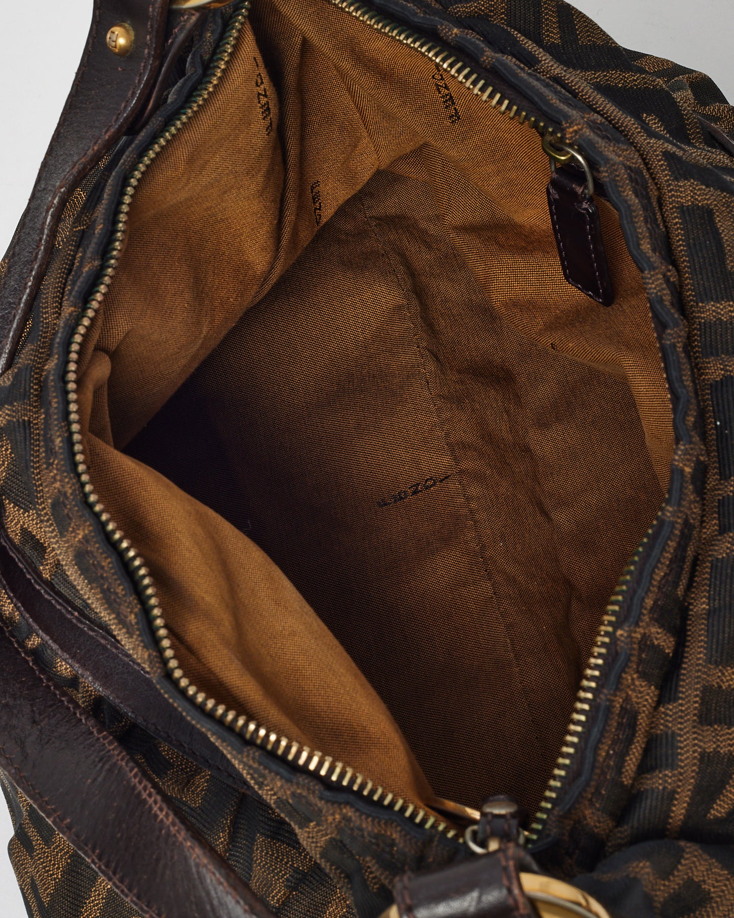 Fendi Brown Tobacco FF Zucca Print Canvas Chef Shoulder Bag