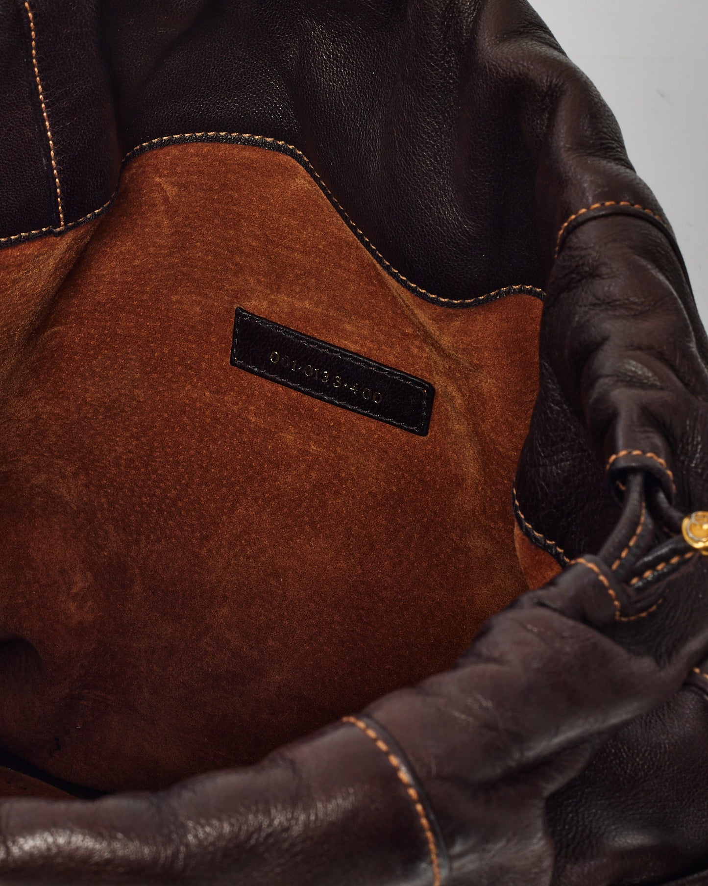 Gucci Vintage Brown Leather Large Drawstring Bucket Crossbody Bag