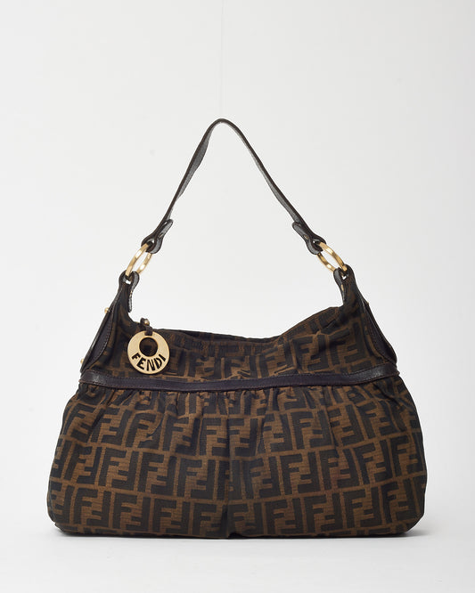 Fendi Brown Tobacco FF Zucca Print Canvas Chef Shoulder Bag