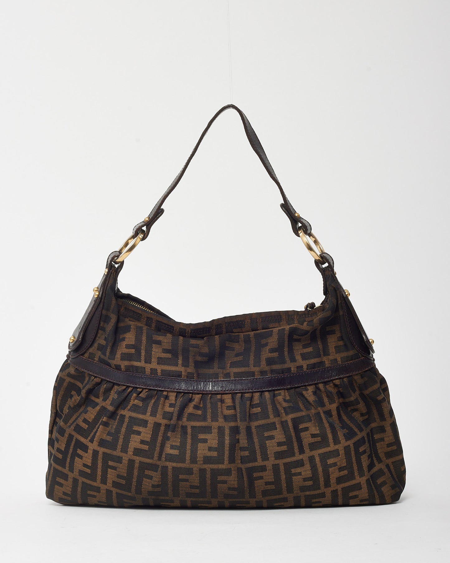 Fendi Brown Tobacco FF Zucca Print Canvas Chef Shoulder Bag
