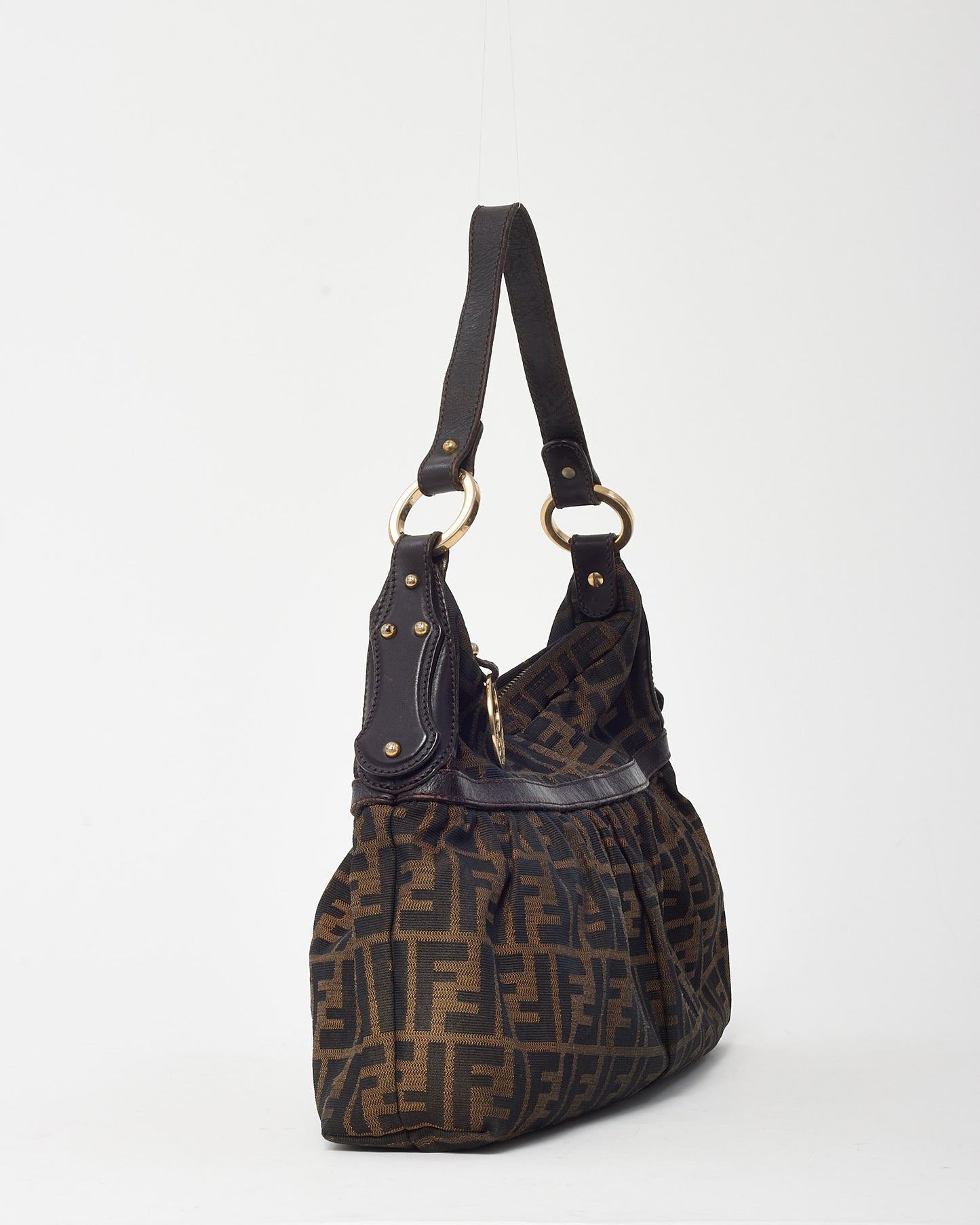 Fendi Brown Tobacco FF Zucca Print Canvas Chef Shoulder Bag