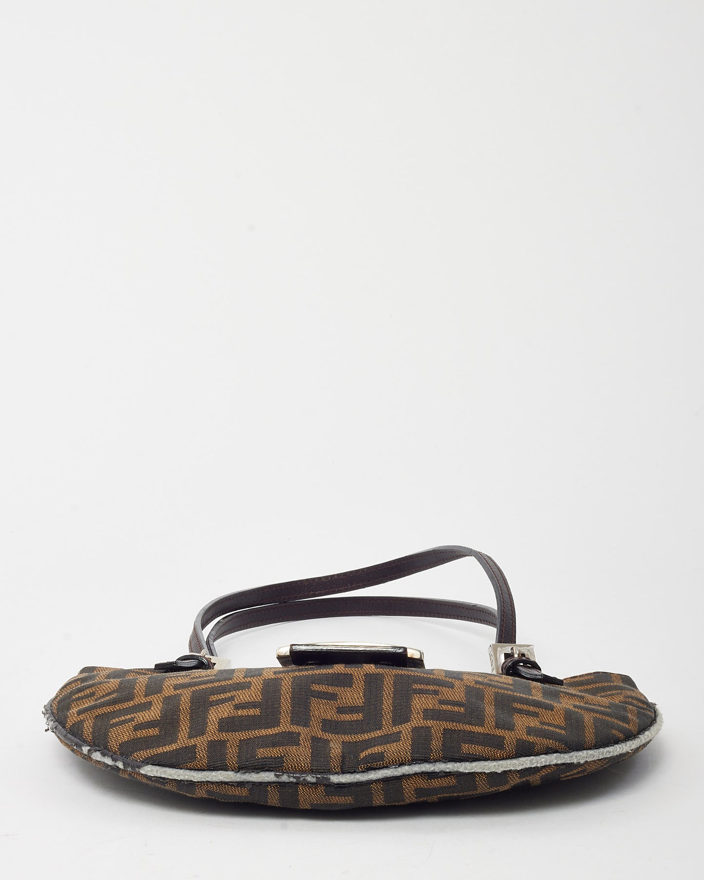 Fendi Vintage Brown Tobacco FF Zucca Print Canvas Half Moon Shoulder Bag