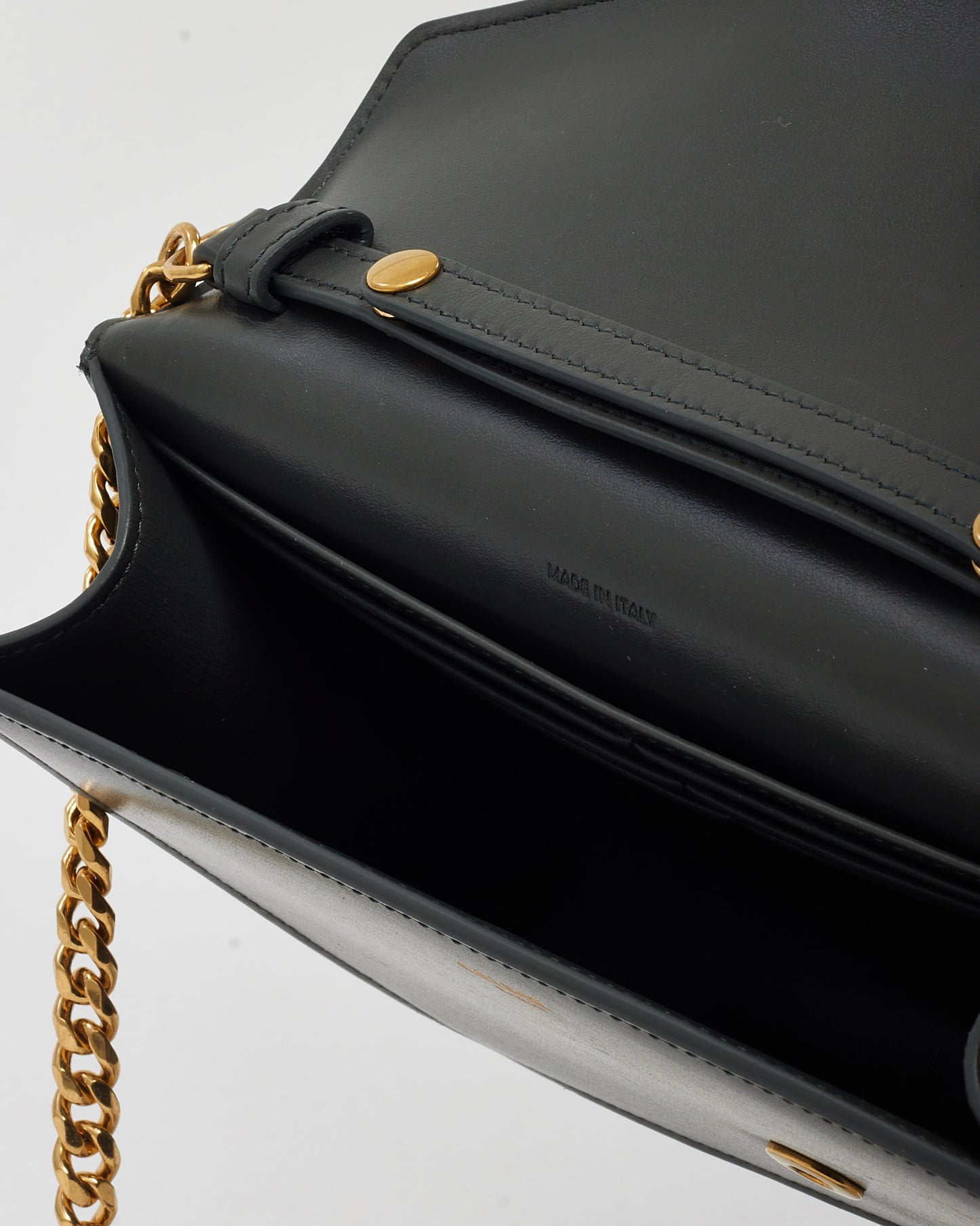 Celine Grey Shiny Calfskin Leather Margo WOC Wallet on Chain Crossbody Bag