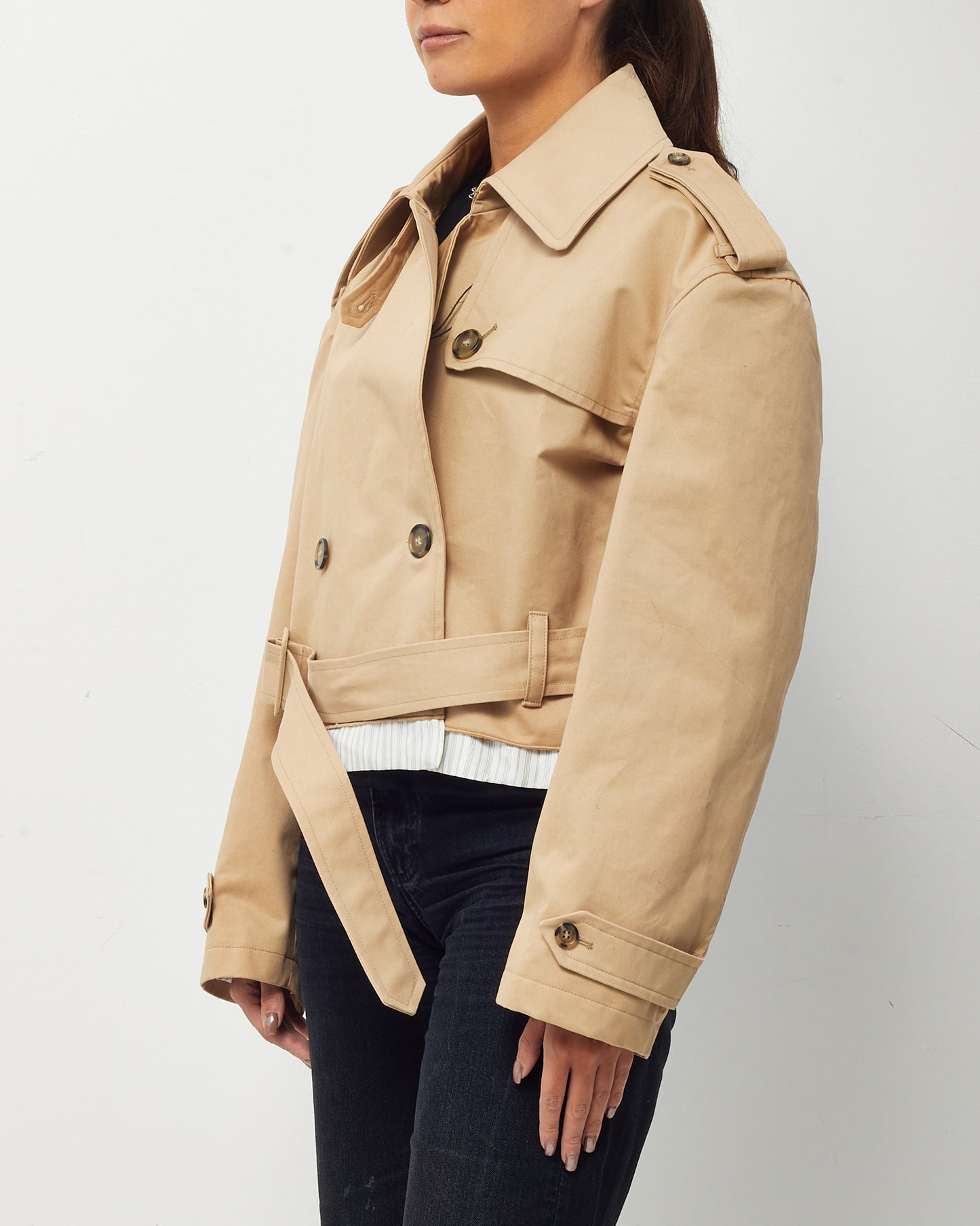 A.P.C. x Natacha Ramsay-Levi Beige Cropped Cotton Twill Trench Coat - 42