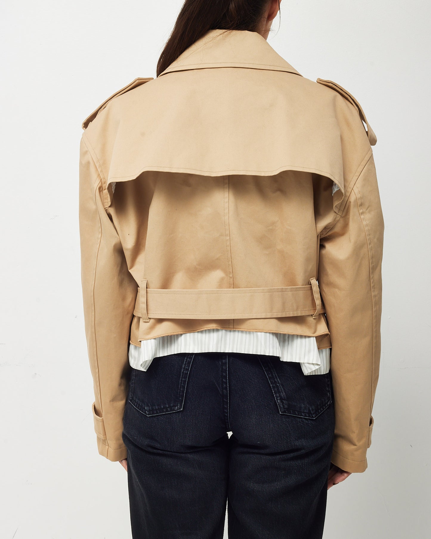 A.P.C. x Natacha Ramsay-Levi Beige Cropped Cotton Twill Trench Coat - 42