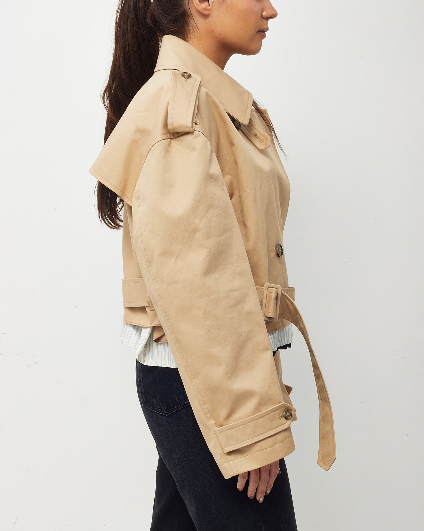 A.P.C. x Natacha Ramsay-Levi Beige Cropped Cotton Twill Trench Coat - 42