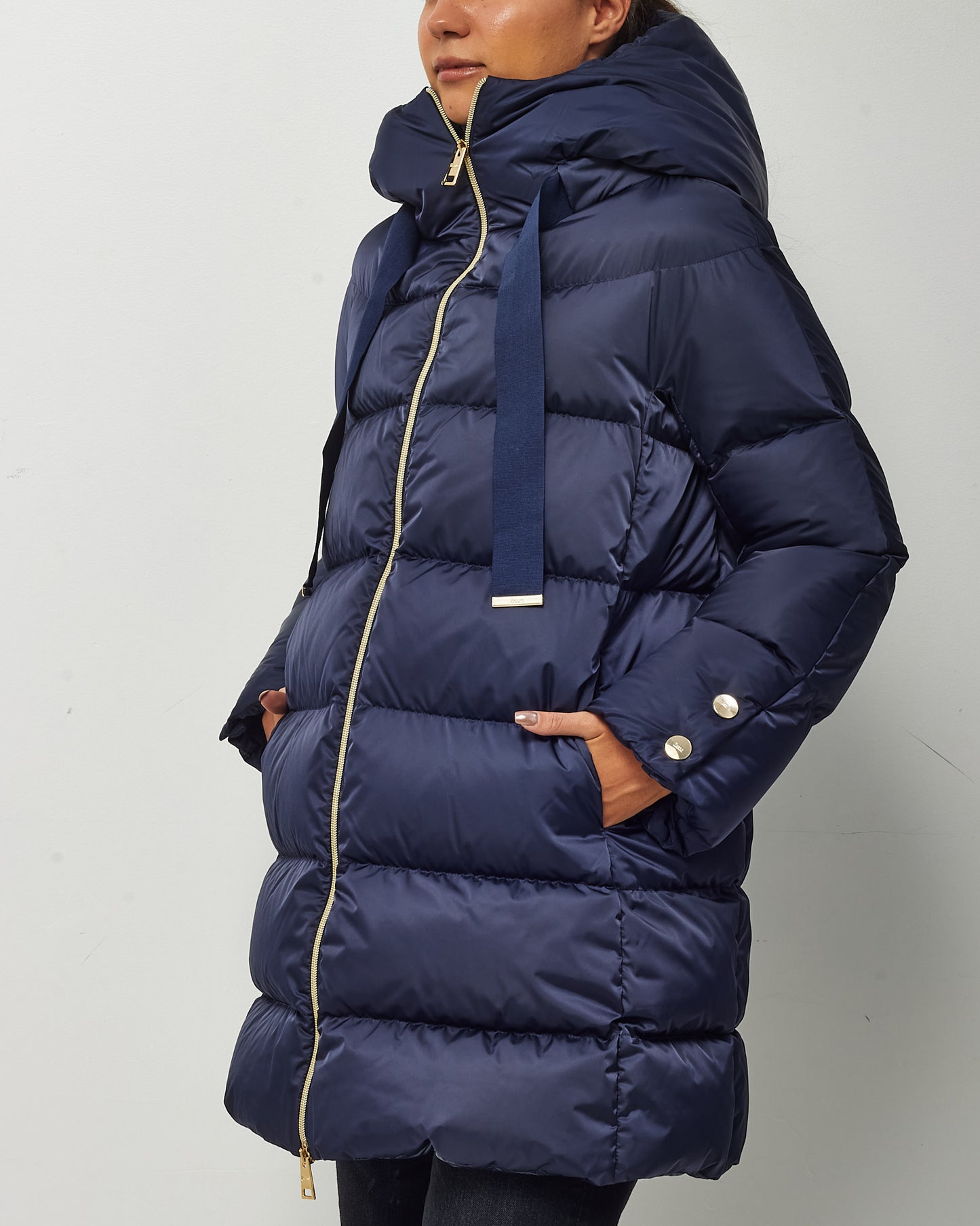 Herno Navy Down Puffer Donna Half Coat - 42