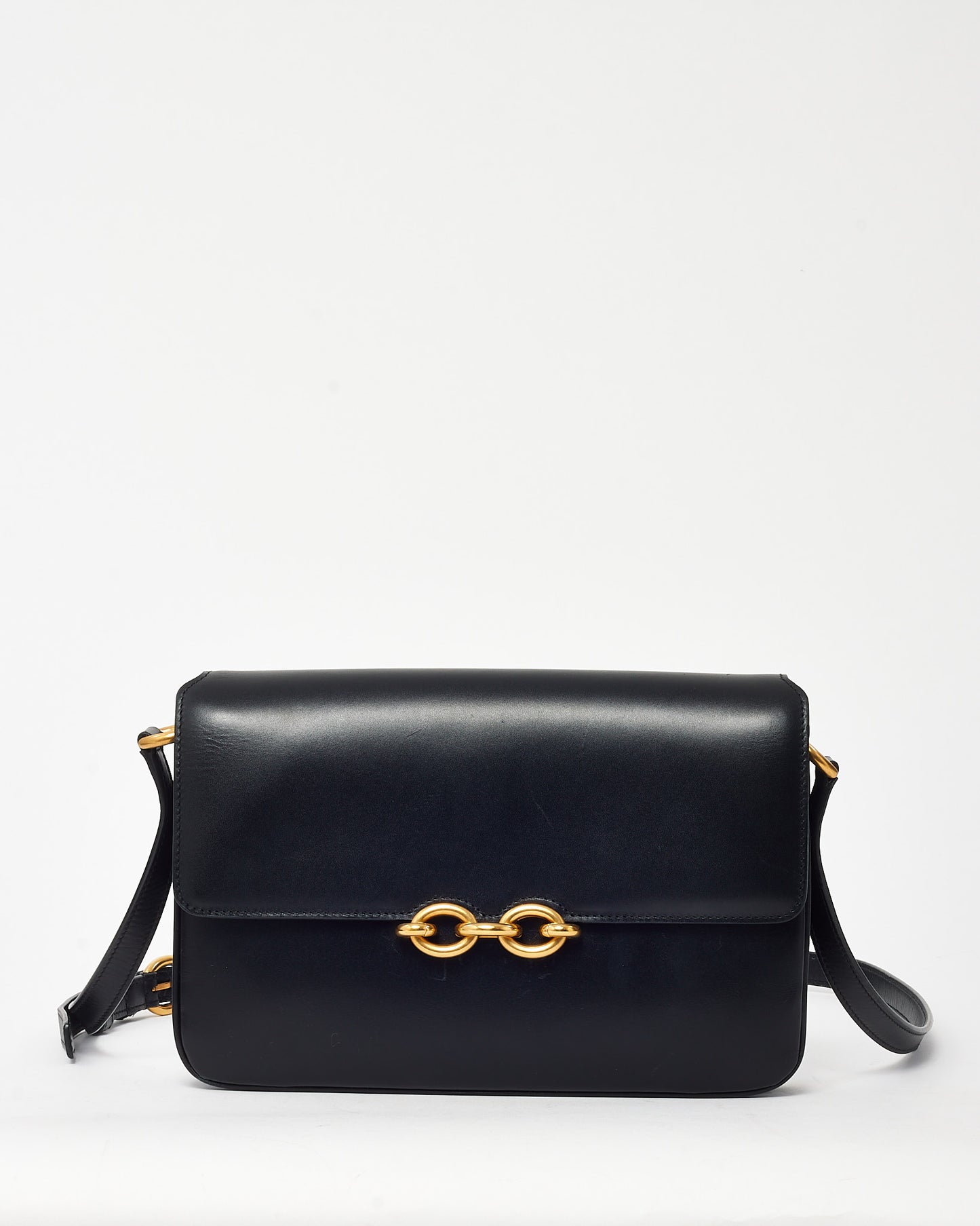 Saint Laurent Black Smooth Leather Le Maillon Satchel Crossbody Bag