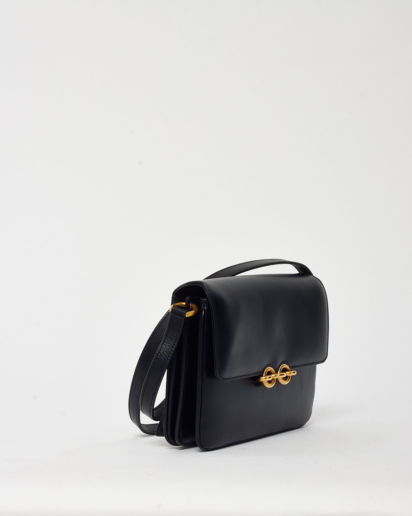 Saint Laurent Black Smooth Leather Le Maillon Satchel Crossbody Bag