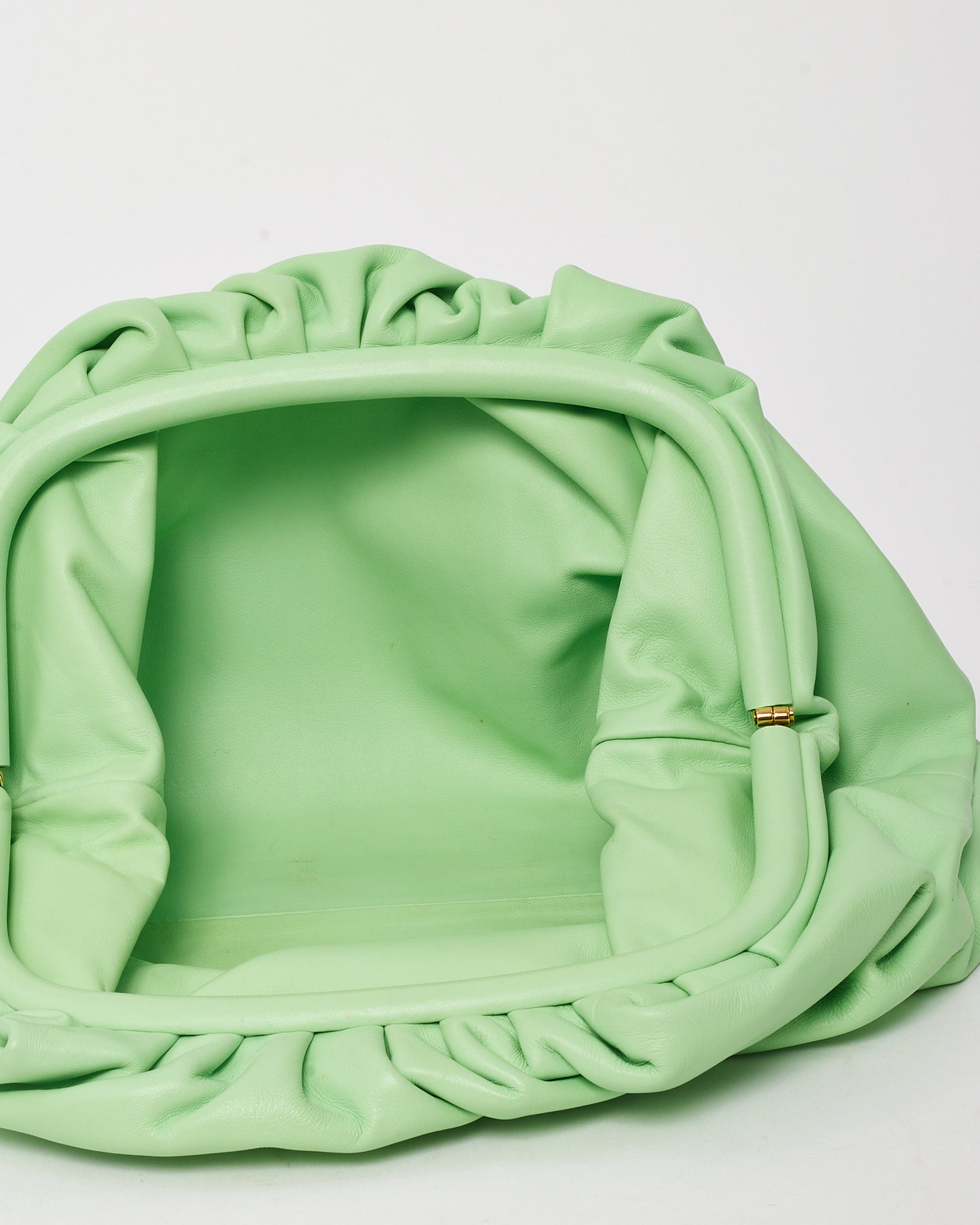 Bottega Veneta Mint Green Leather The Pouch Clutch Bag