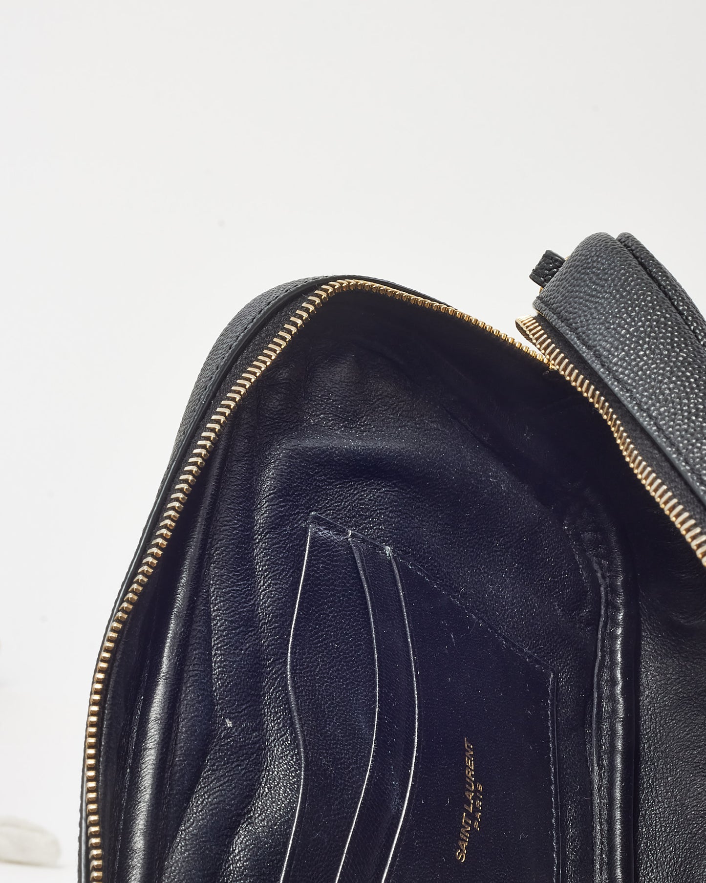 Saint Laurent Black Chevron Grain De Poudre YSL Mini Lou Chain Crossbody Bag GHW