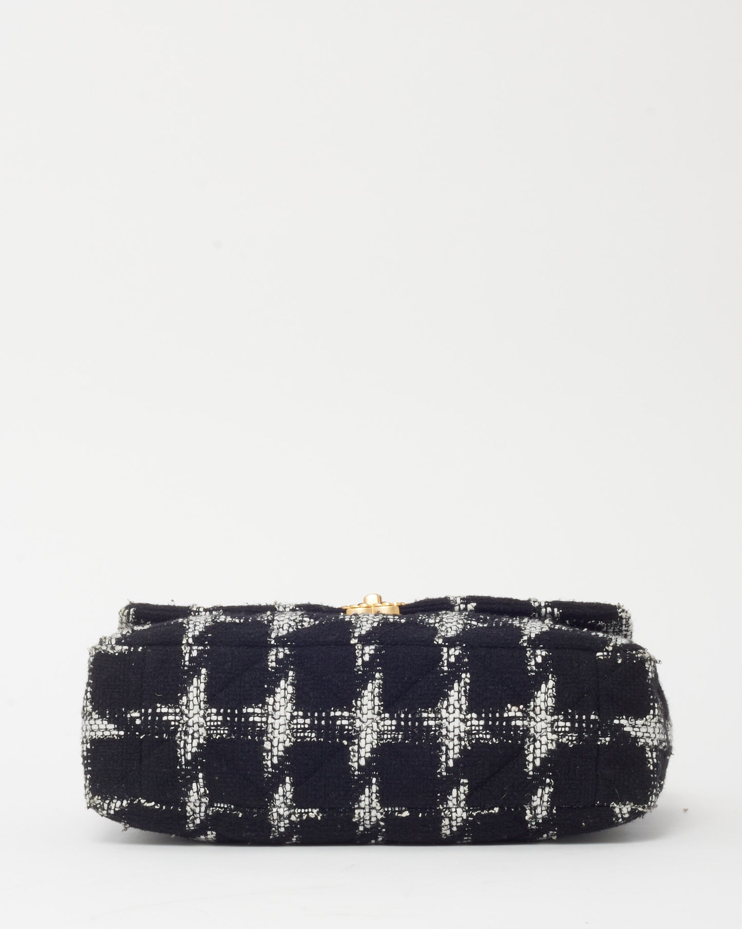 Chanel Black and White Houndstooth Tweed Maxi Chanel 19 Flap Bag