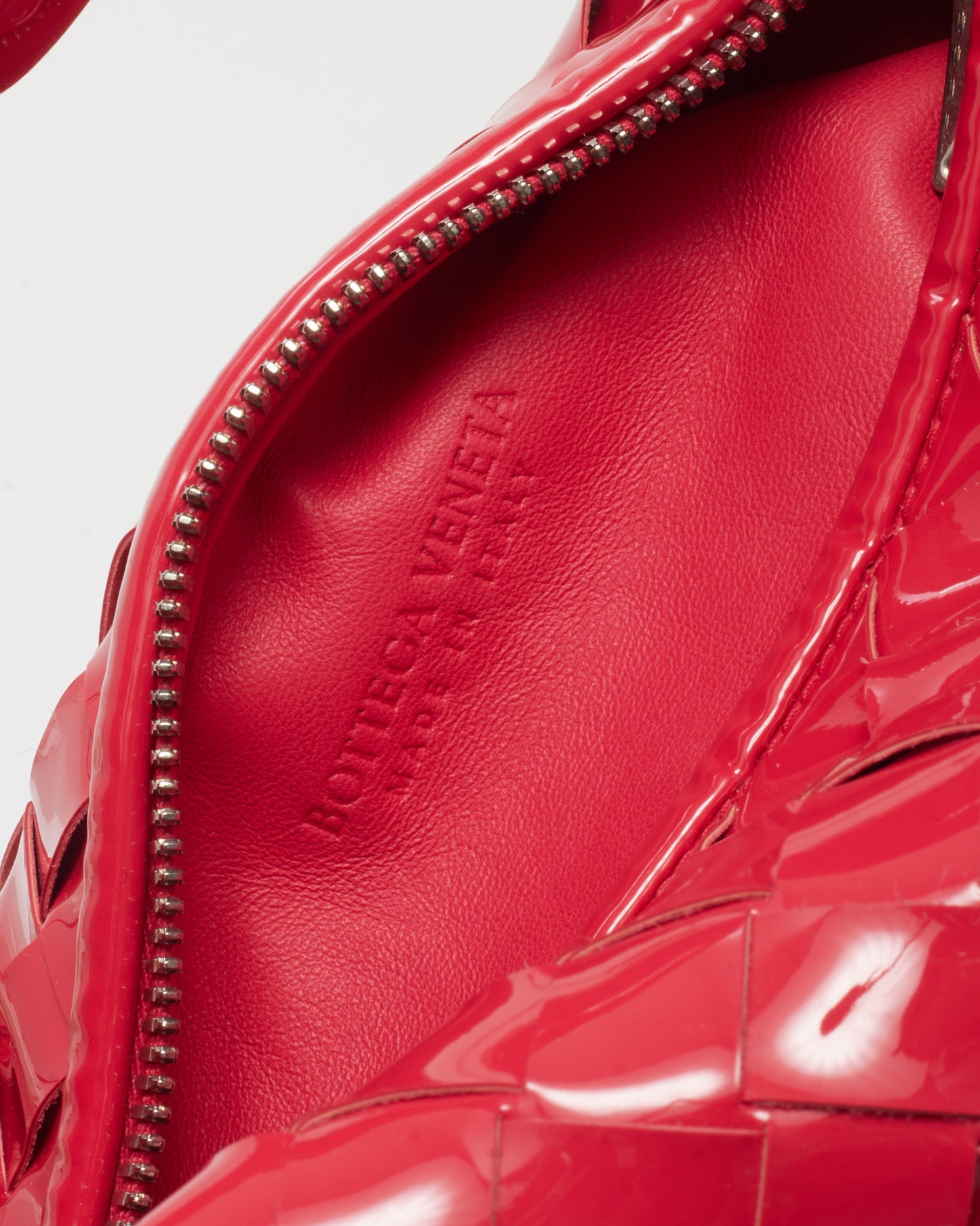 Bottega Veneta Hot Pink Intrecciato Patent Leather Mini Jodie Bag