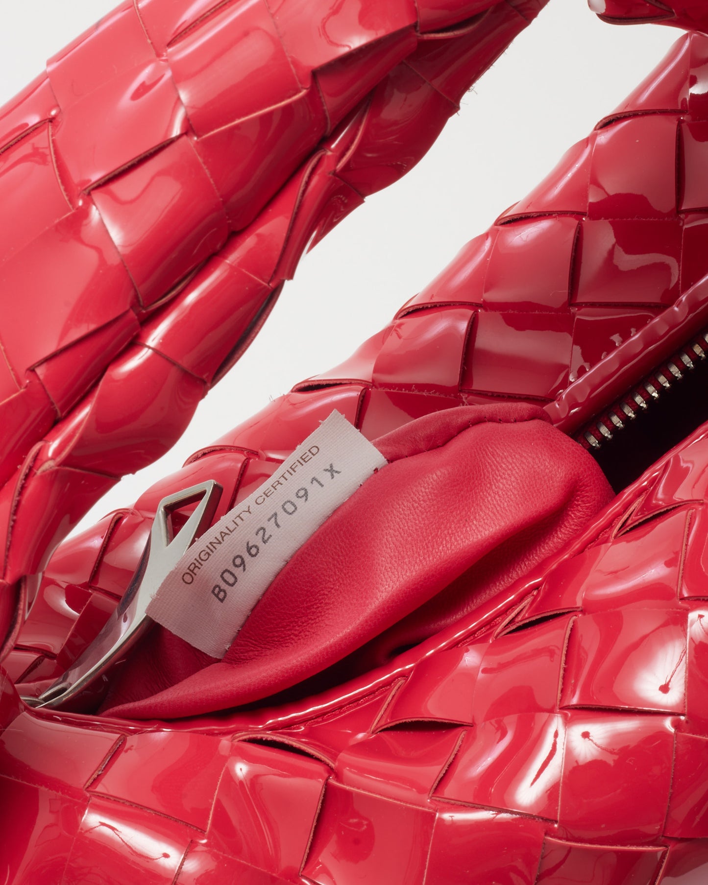 Bottega Veneta Hot Pink Intrecciato Patent Leather Mini Jodie Bag