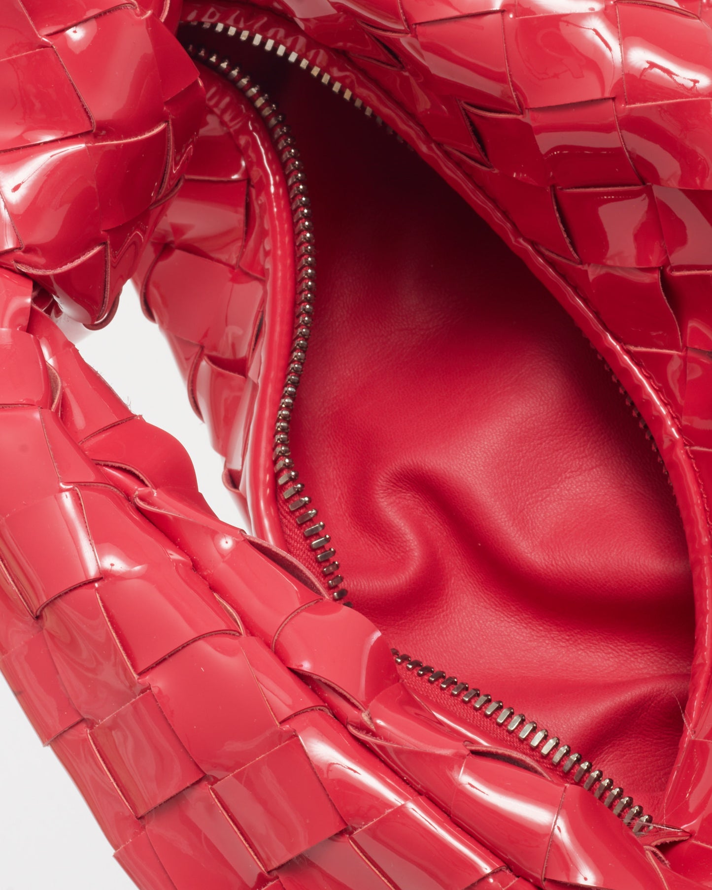 Bottega Veneta Hot Pink Intrecciato Patent Leather Mini Jodie Bag