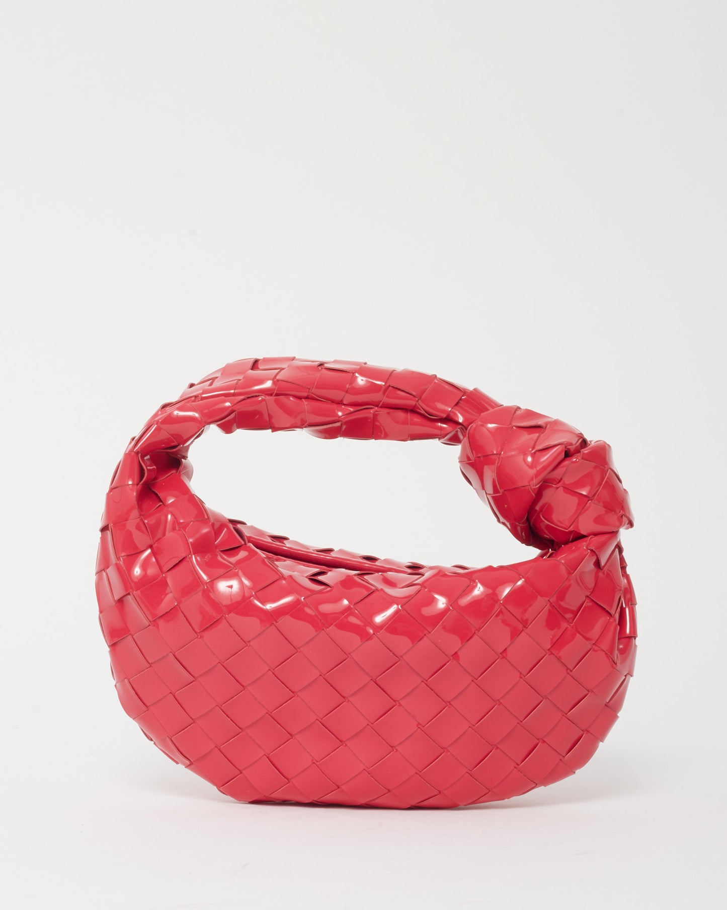 Bottega Veneta Hot Pink Intrecciato Patent Leather Mini Jodie Bag