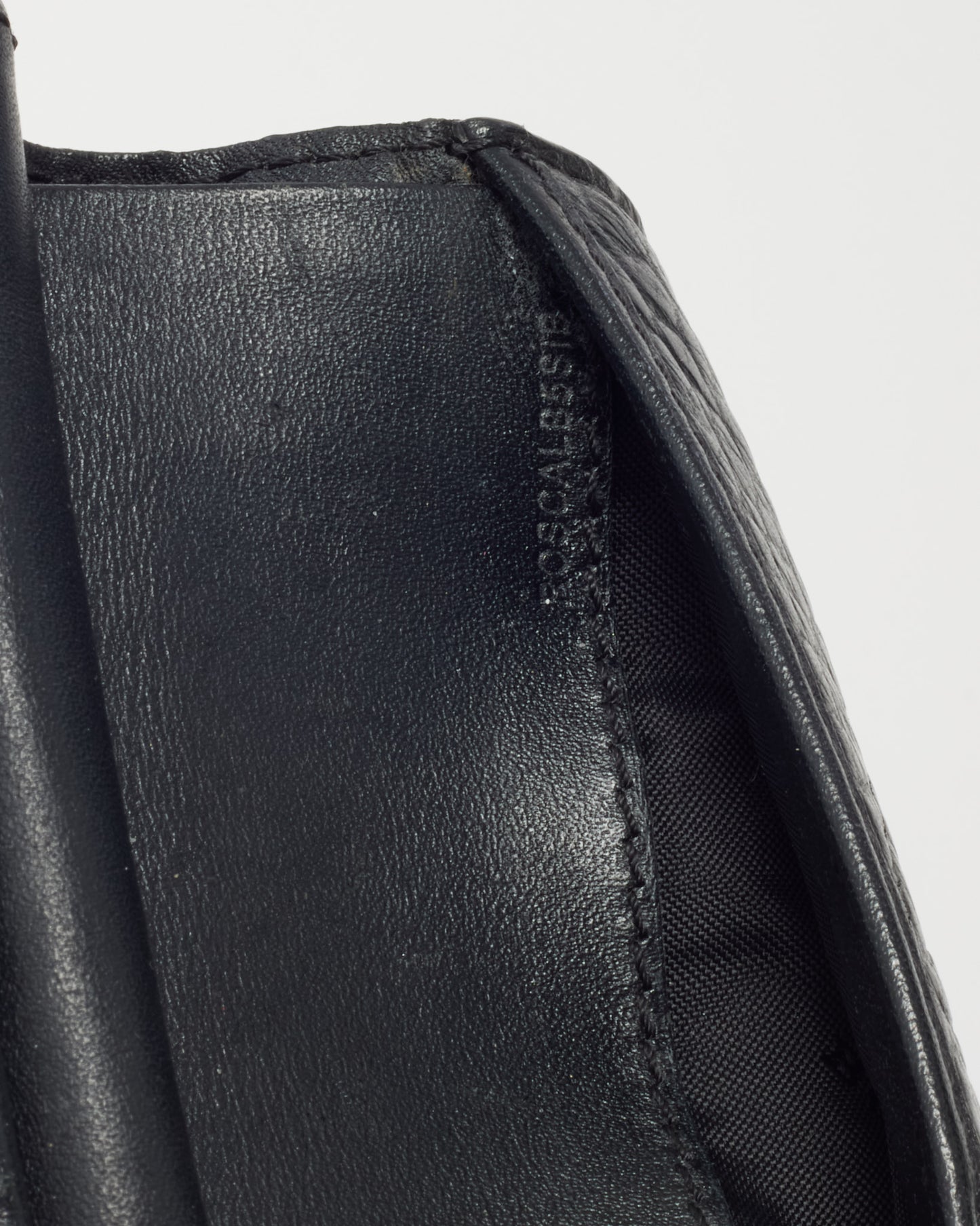 Burberry Black Textured Leather Gold Logo Small Wallet