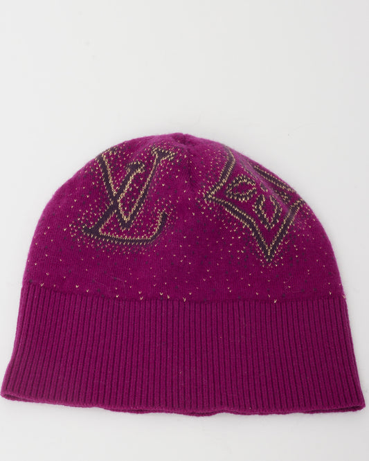 Louis Vuitton Purple Cashmere Blend Monogram Beanie Hat