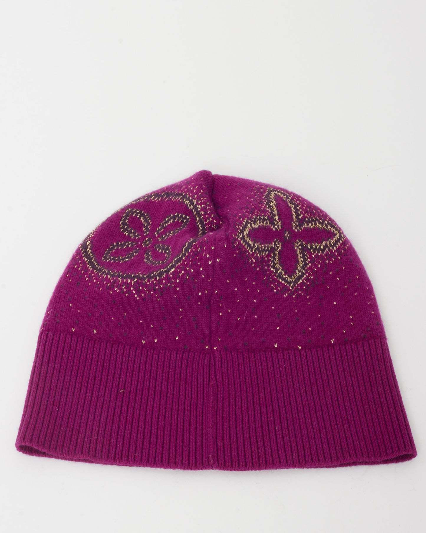 Louis Vuitton Purple Cashmere Blend Monogram Beanie Hat