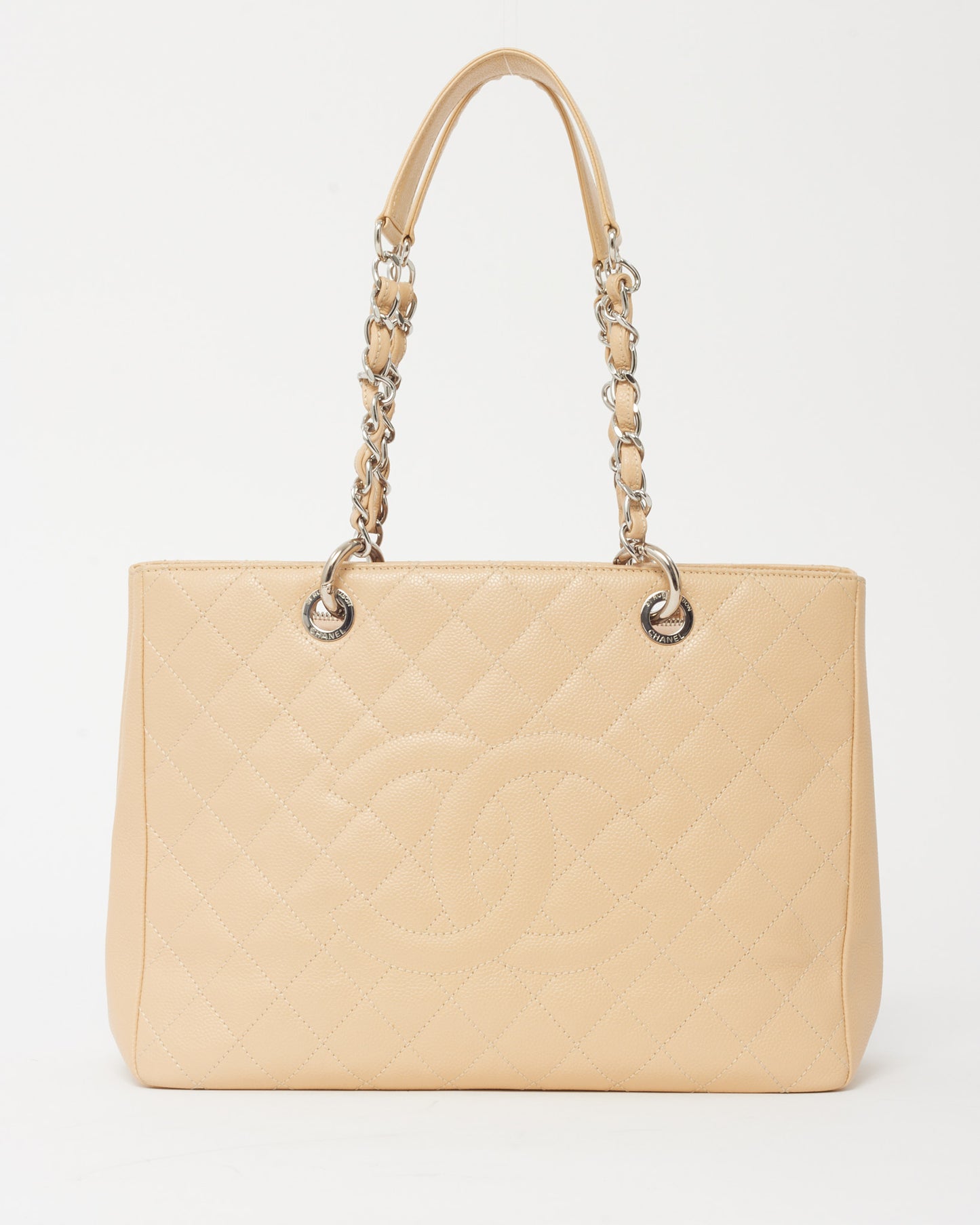 Chanel Beige Caviar Leather GST Shopper Tote Bag