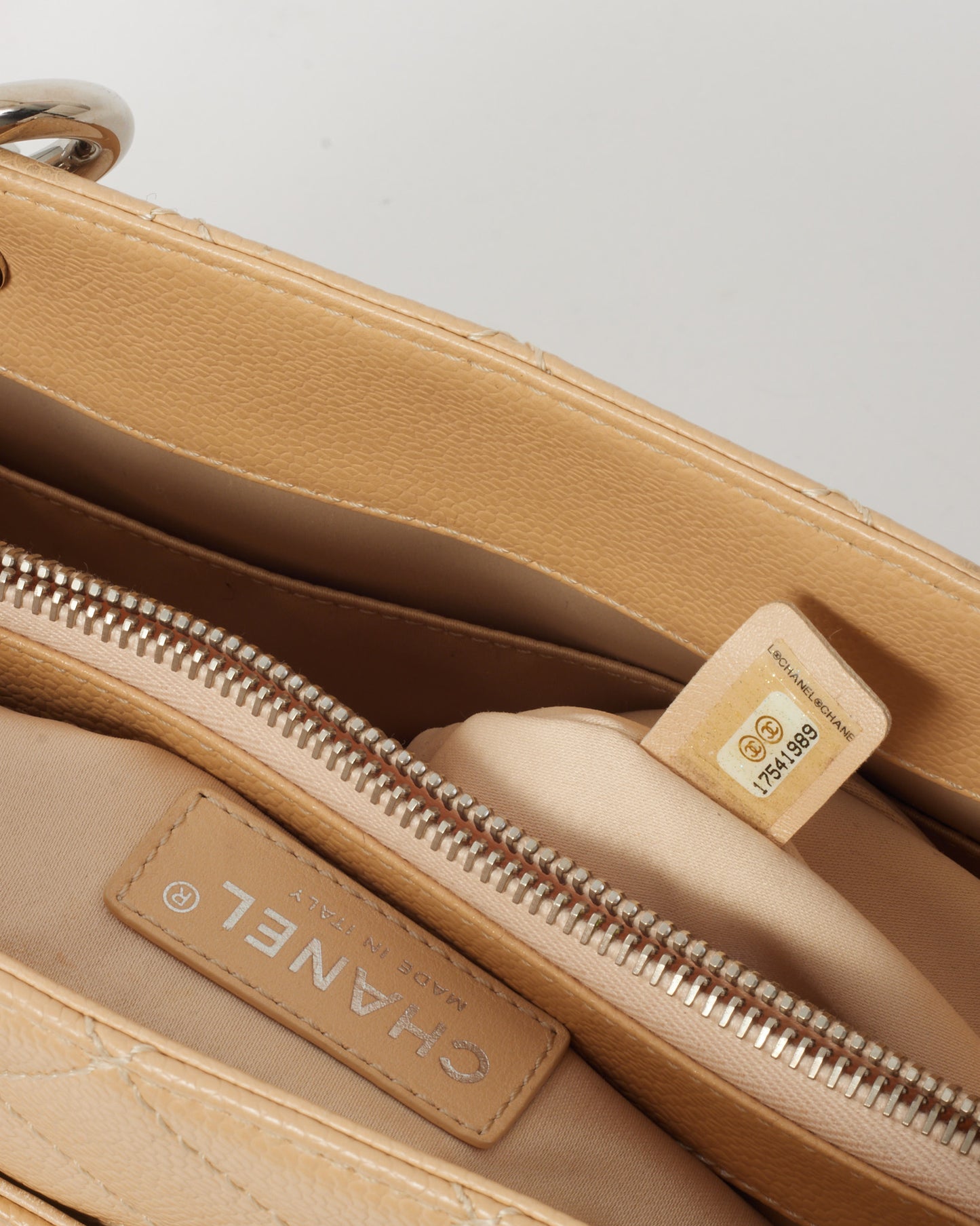 Chanel Beige Caviar Leather GST Shopper Tote Bag