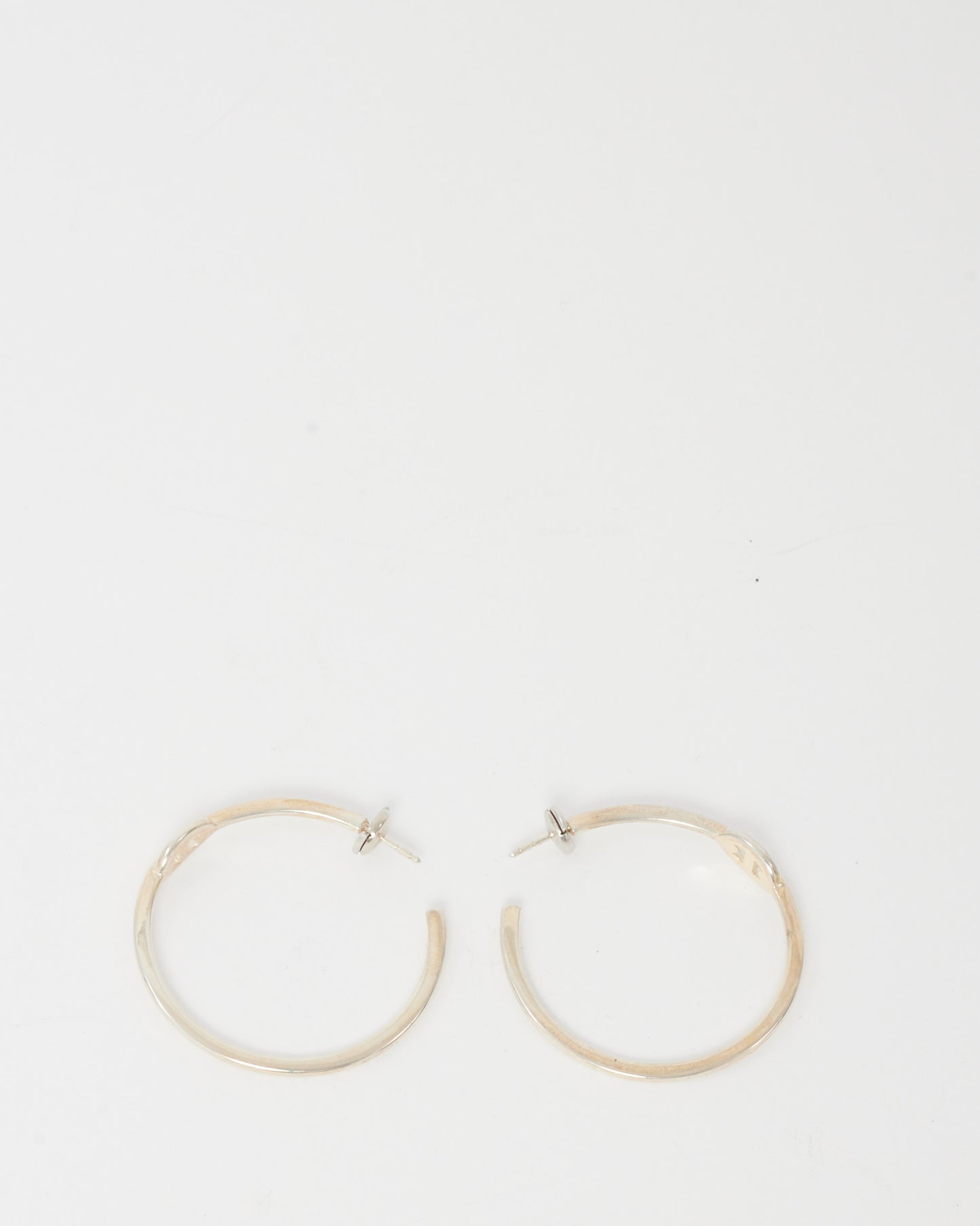 Hermès 925 Sterling Silver Chaine d'Ancre Enchaine Hoop GM Earrings