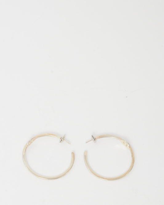 Hermès 925 Sterling Silver Chaine d'Ancre Enchaine Hoop GM Earrings