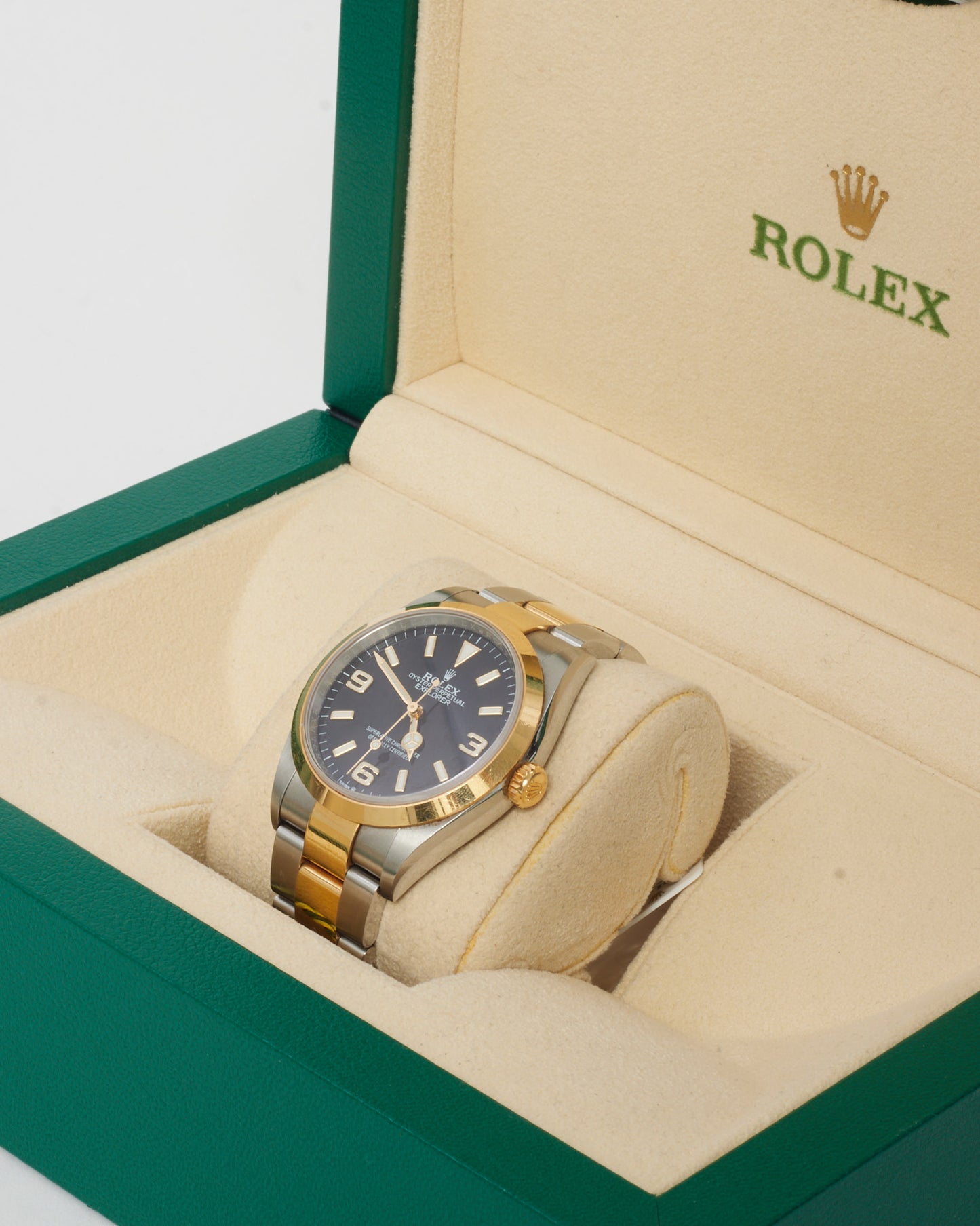 Rolex Silver Oyster and Yellow Gold Black Dial Explorer 36mm Watch