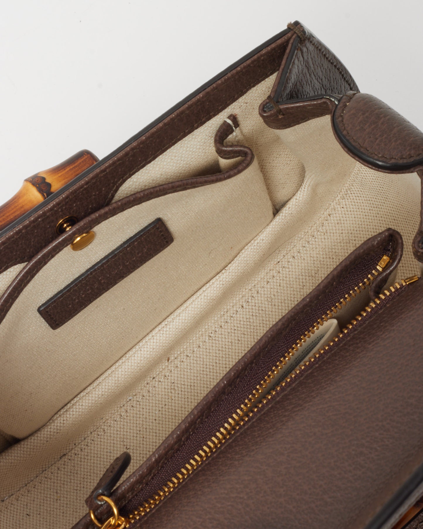 Gucci Beige Jumbo GG Canvas Mini Bamboo Top Handle Bag W/ Web Strap