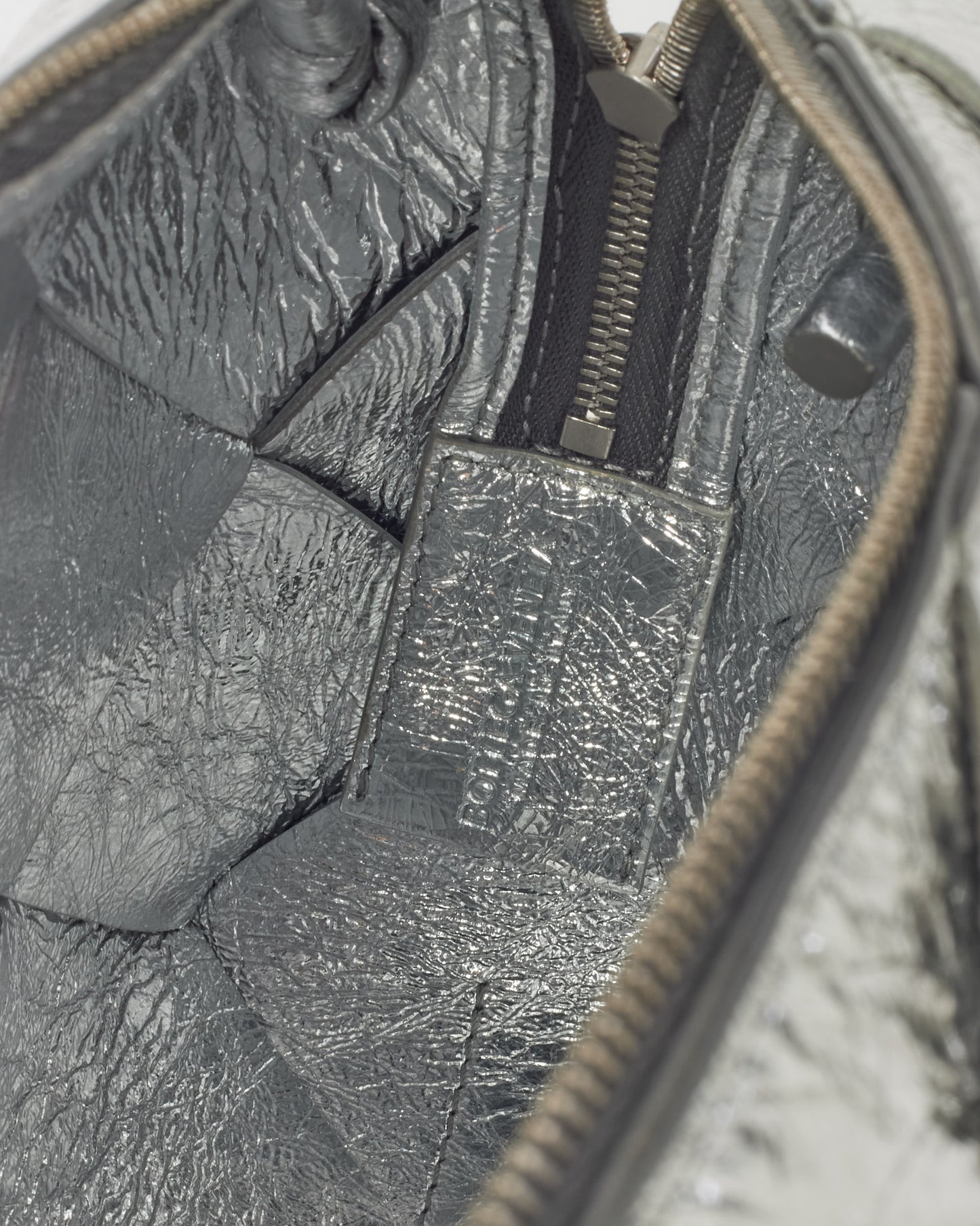 Bottega Veneta Metallic Silver Leather Intrecciato Small Loop Bag