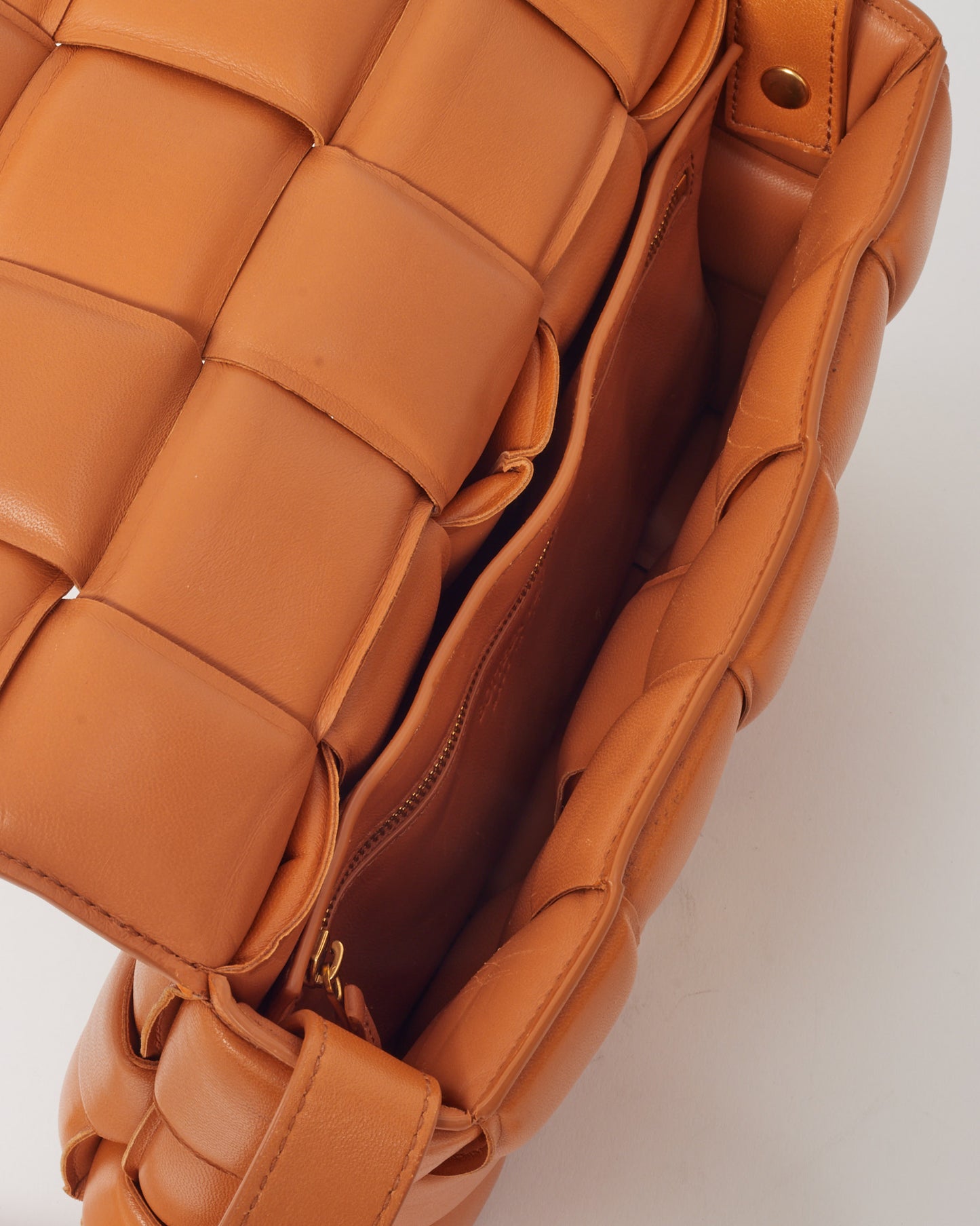 Bottega Veneta Tan Leather Padded Casette Crossbody Bag GHW