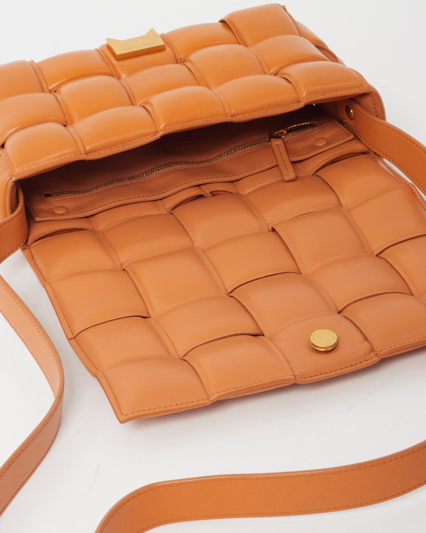 Bottega Veneta Tan Leather Padded Casette Crossbody Bag GHW