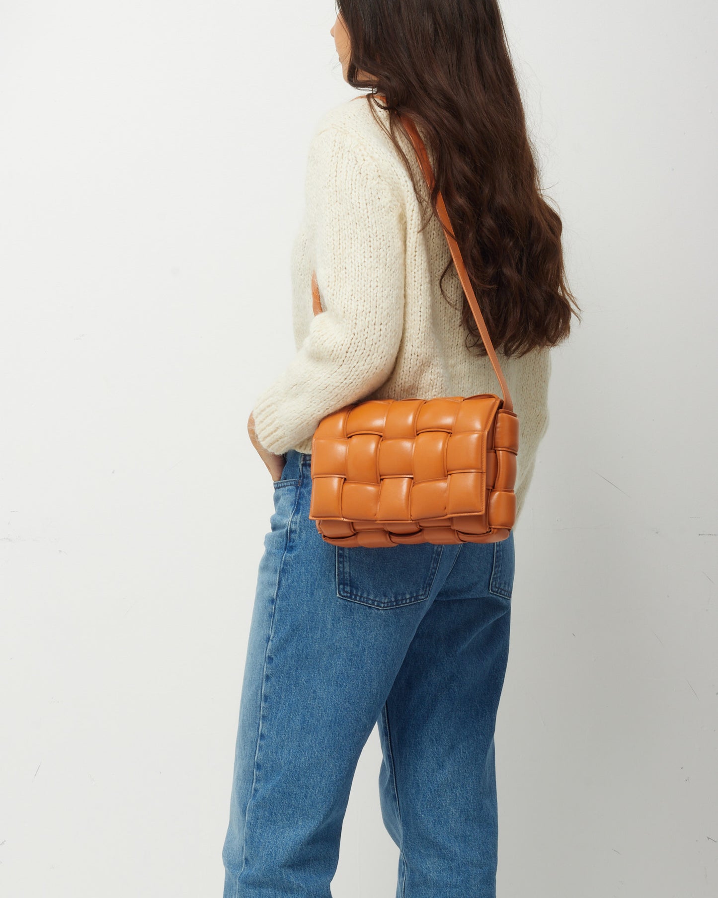 Bottega Veneta Tan Leather Padded Casette Crossbody Bag GHW