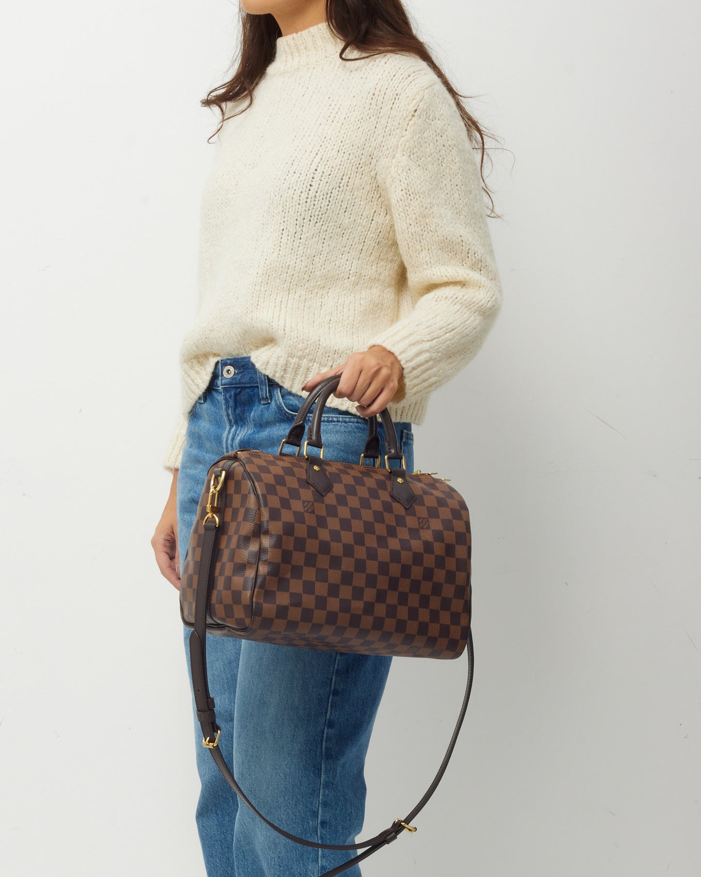 Louis Vuitton Damier Ebene Coated Canvas Speedy 30 Bandoulière Bag