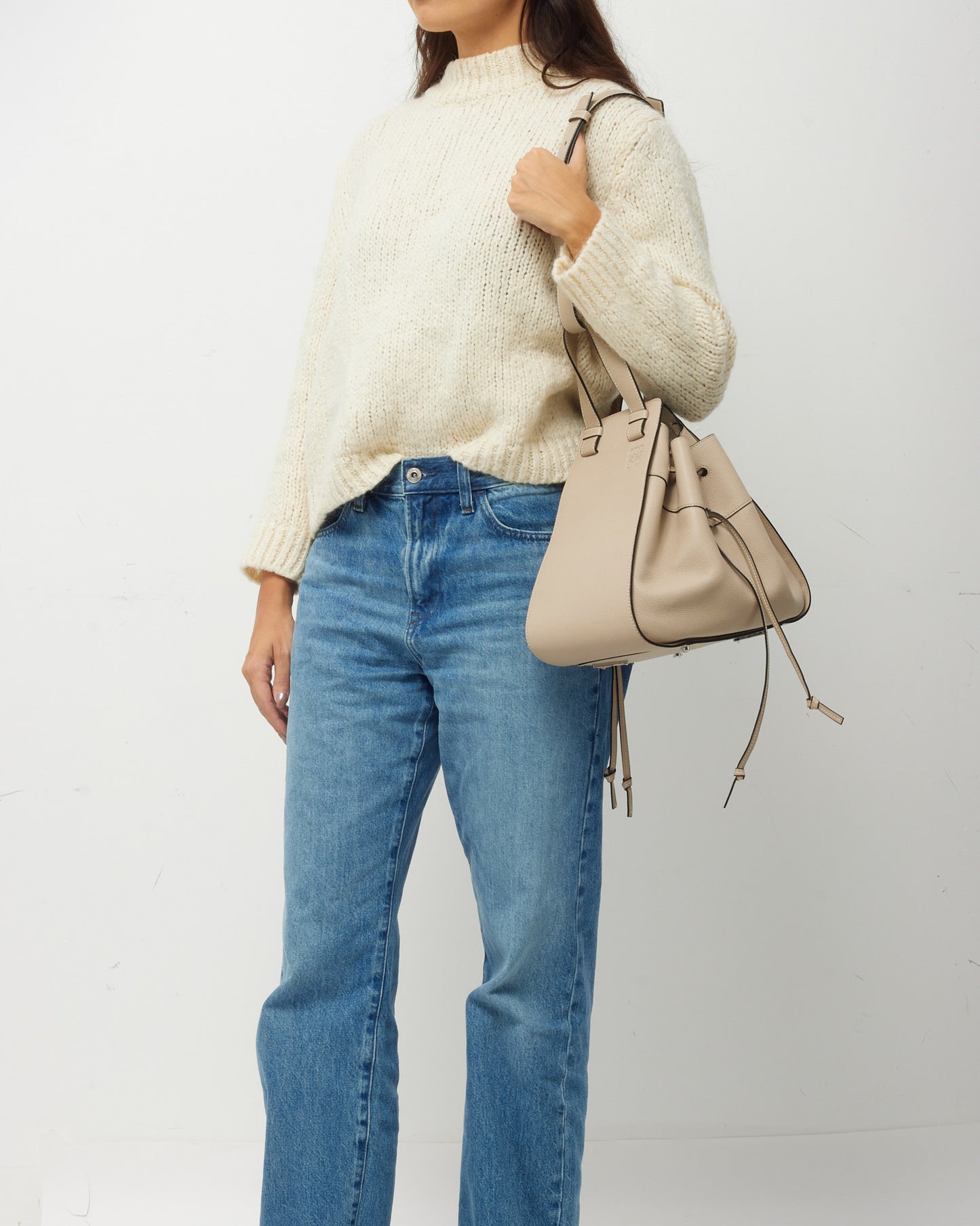 Loewe Cream Calfskin Leather Small Hammock Bag