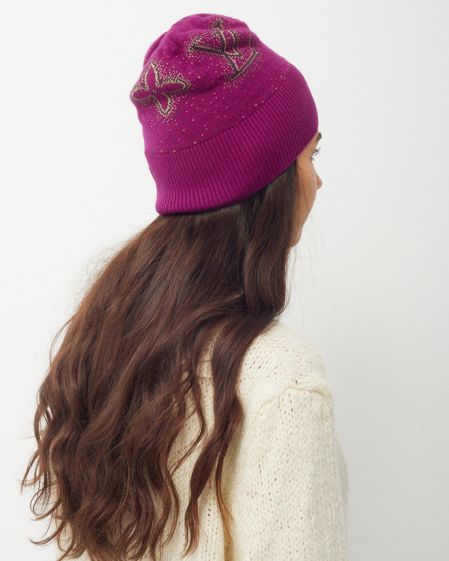 Louis Vuitton Purple Cashmere Blend Monogram Beanie Hat