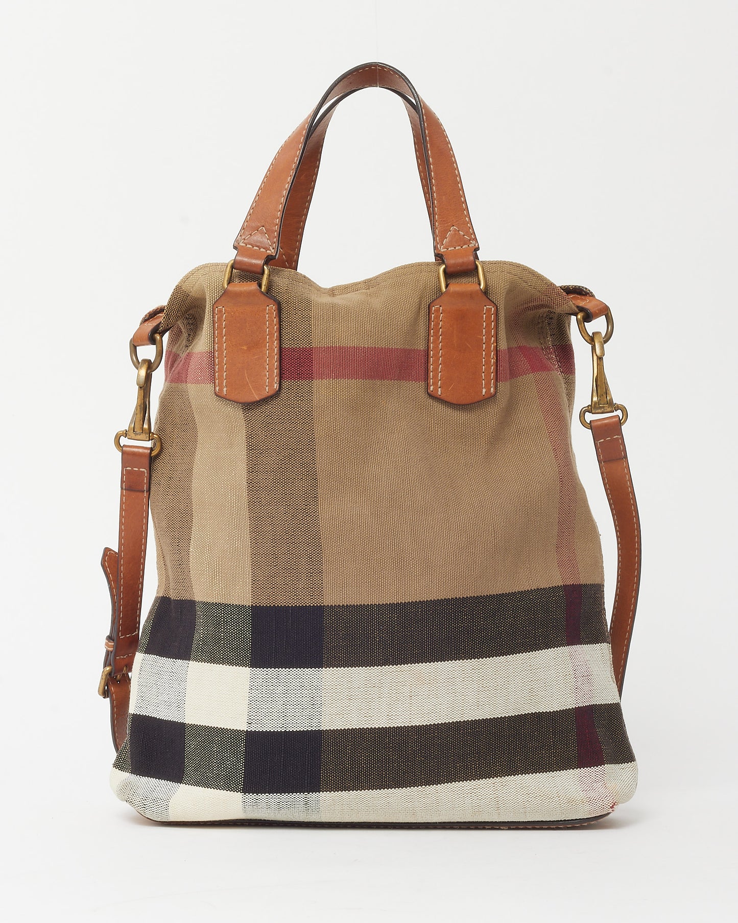 Burberry Beige House Check Canvas Medium Tottenham 2Way Tote Bag with Pouch