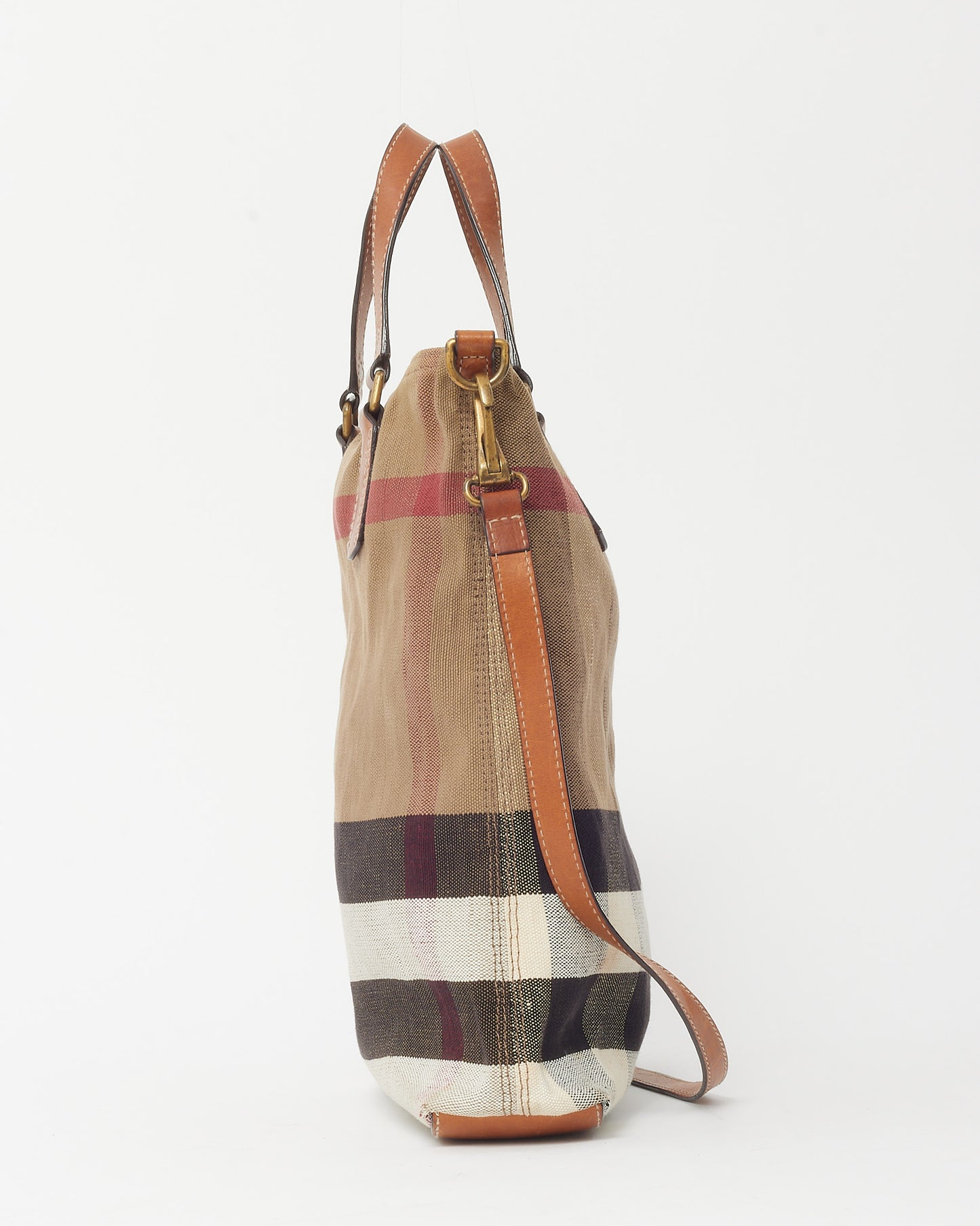 Burberry Beige House Check Canvas Medium Tottenham 2Way Tote Bag with Pouch