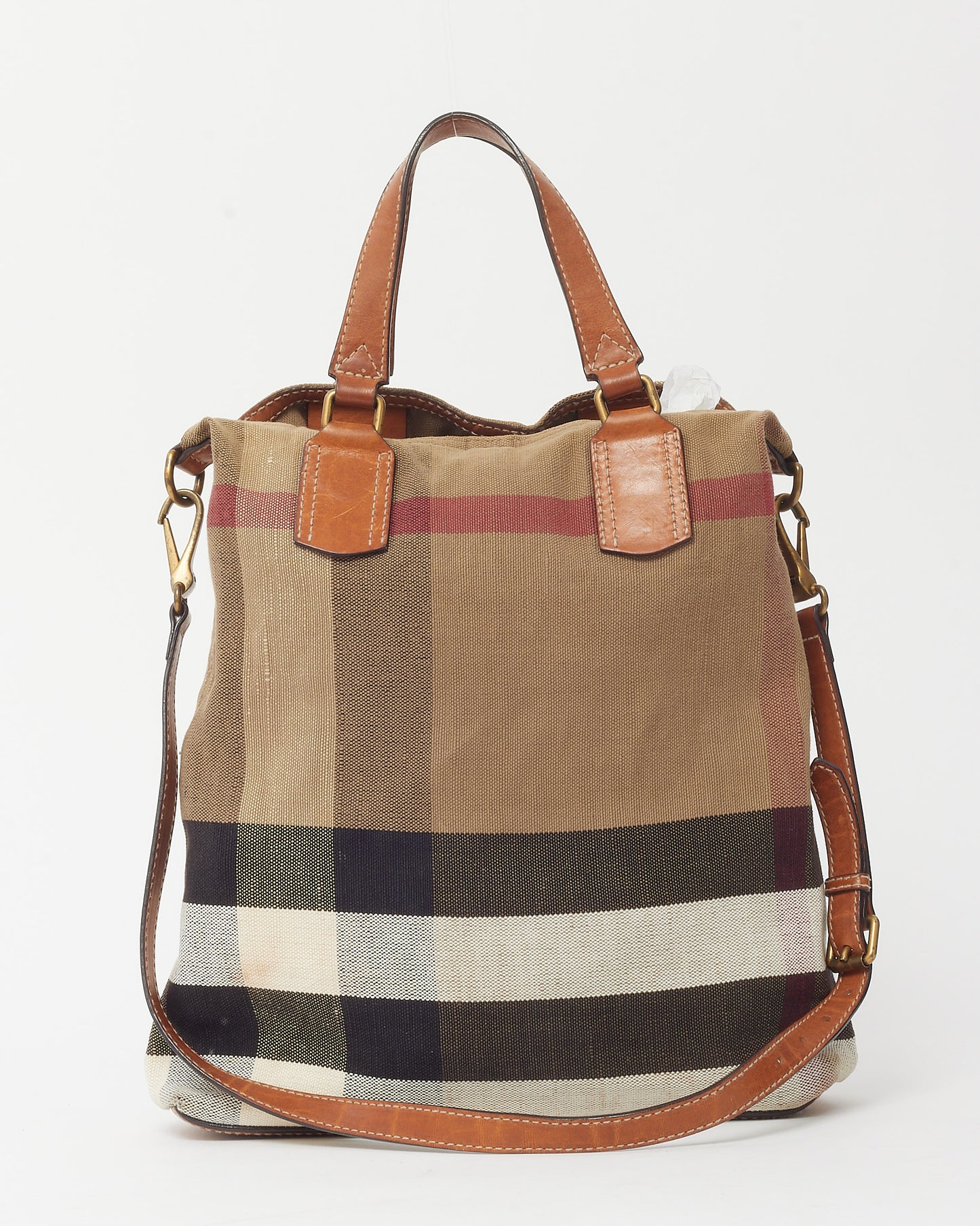 Burberry Beige House Check Canvas Medium Tottenham 2Way Tote Bag with Pouch