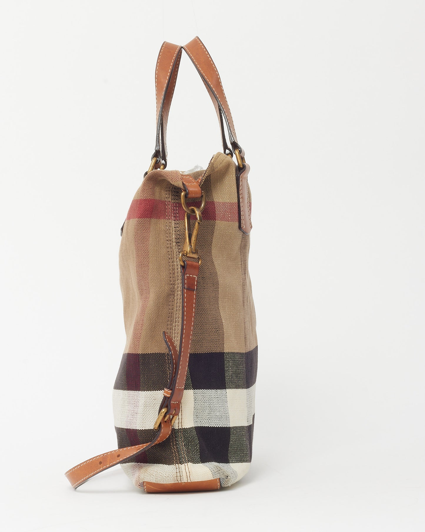 Burberry Beige House Check Canvas Medium Tottenham 2Way Tote Bag with Pouch