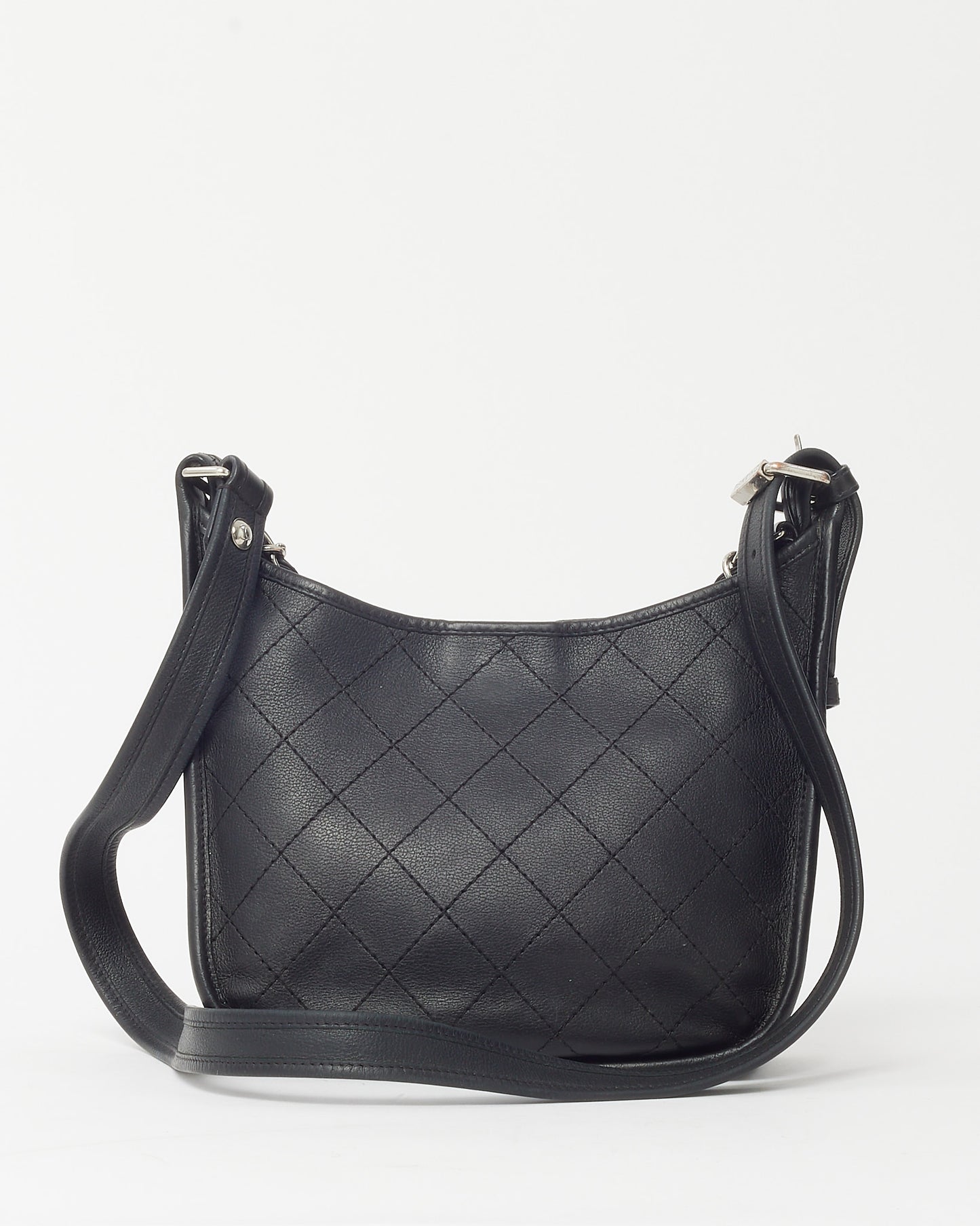 Chanel Black Calfskin Quilted Leather Small Jungle Stroll Hobo Chain Shoulder Bag SHW